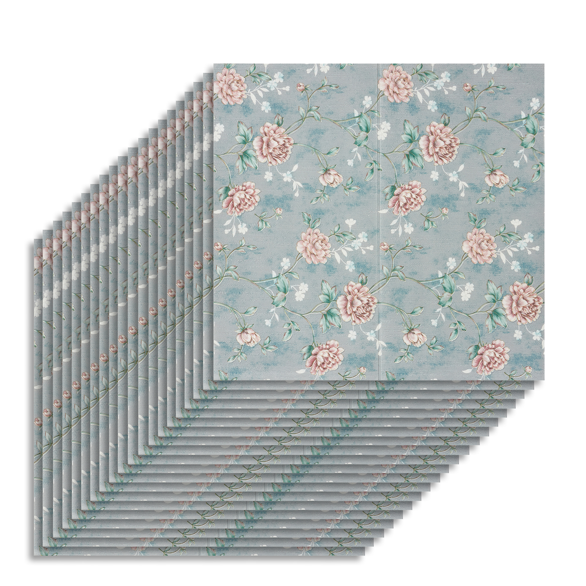 Изображение товара Комплект панелей ПВХ Lako decor Барокко Цветы на сером 700x700мм 9.8м² 20шт