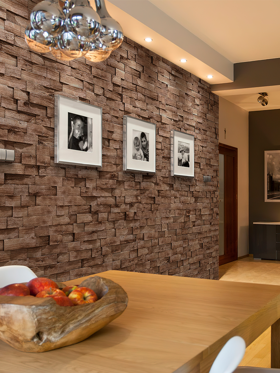 Изображение товара Стеновая панель 3D Arabesco Колотая цвет орех 200x60мм 0.42м² 40шт