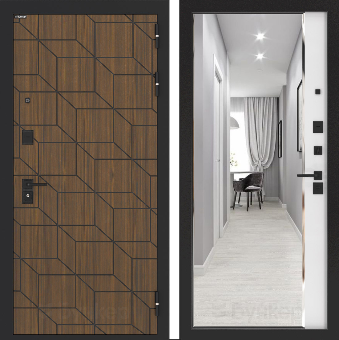 Изображение товара Входная дверь Bunker BN-03 205x96см с зеркалом и повышенной степенью защиты Россия