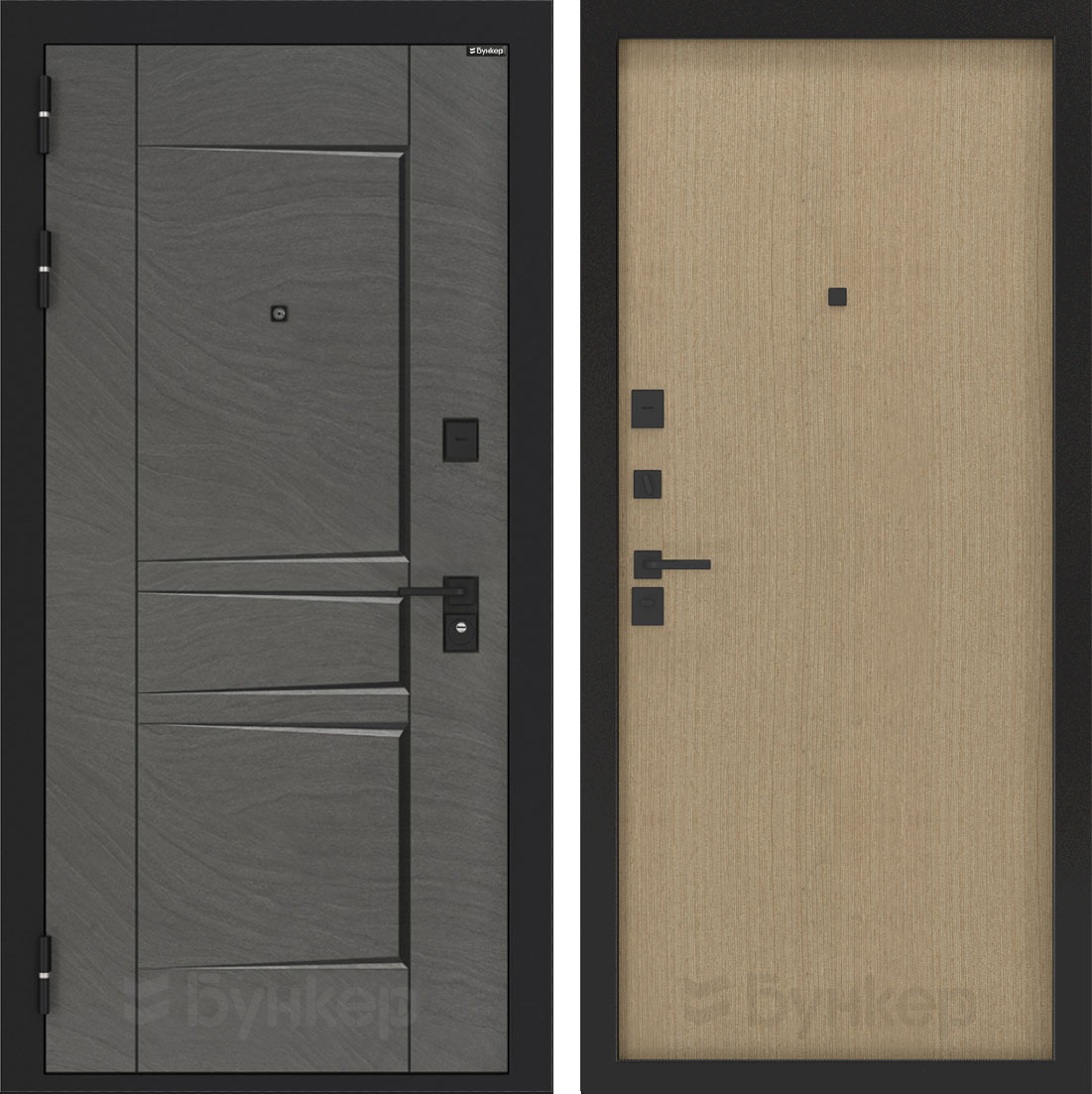 Изображение товара Входная дверь Бункер Дюна левый 205x96см с панелью ДВП венге светлый/дюна муссон с черной патиной