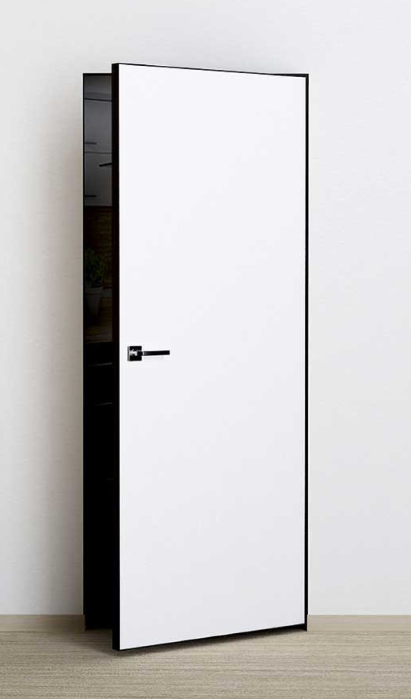 Изображение товара Дверь скрытая CityDoors Secret глухая 60x200см грунтовка правое наружное открывание цвет короба серый с замком и петлями