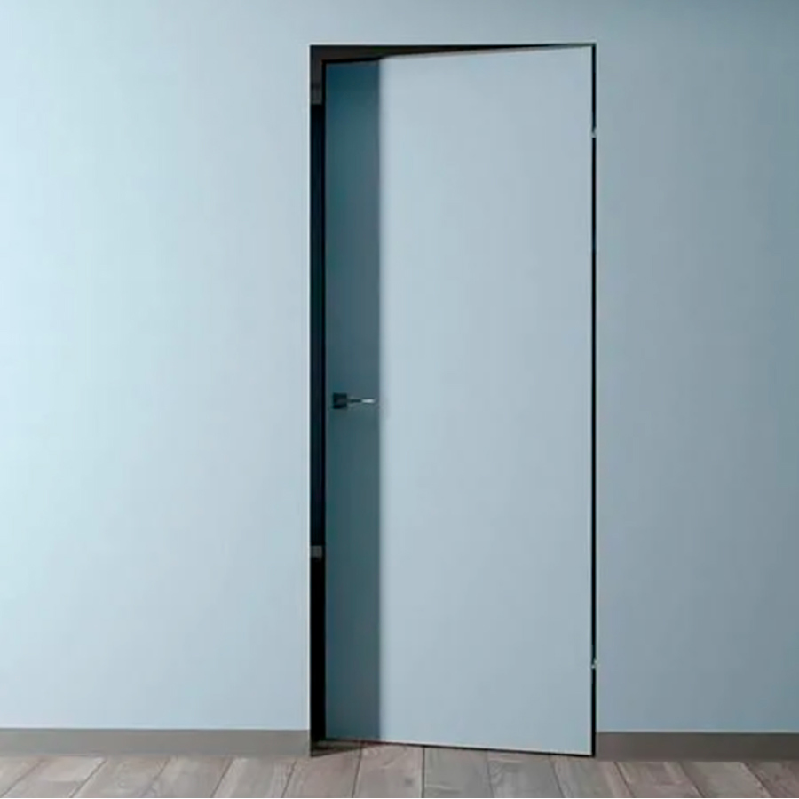 Изображение товара Дверь скрытая CityDoors Secret глухая 70x200см грунтовка правое внутреннее открывание цвет короба черный с замком и петлями