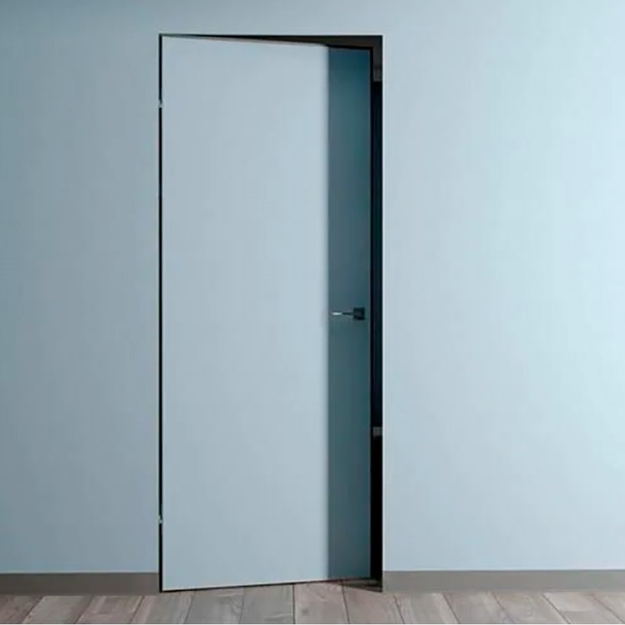 Изображение товара Дверь скрытая CityDoors Secret глухая 80x200см грунтовка левое внутреннее открывание цвет короба черный с замком и петлями