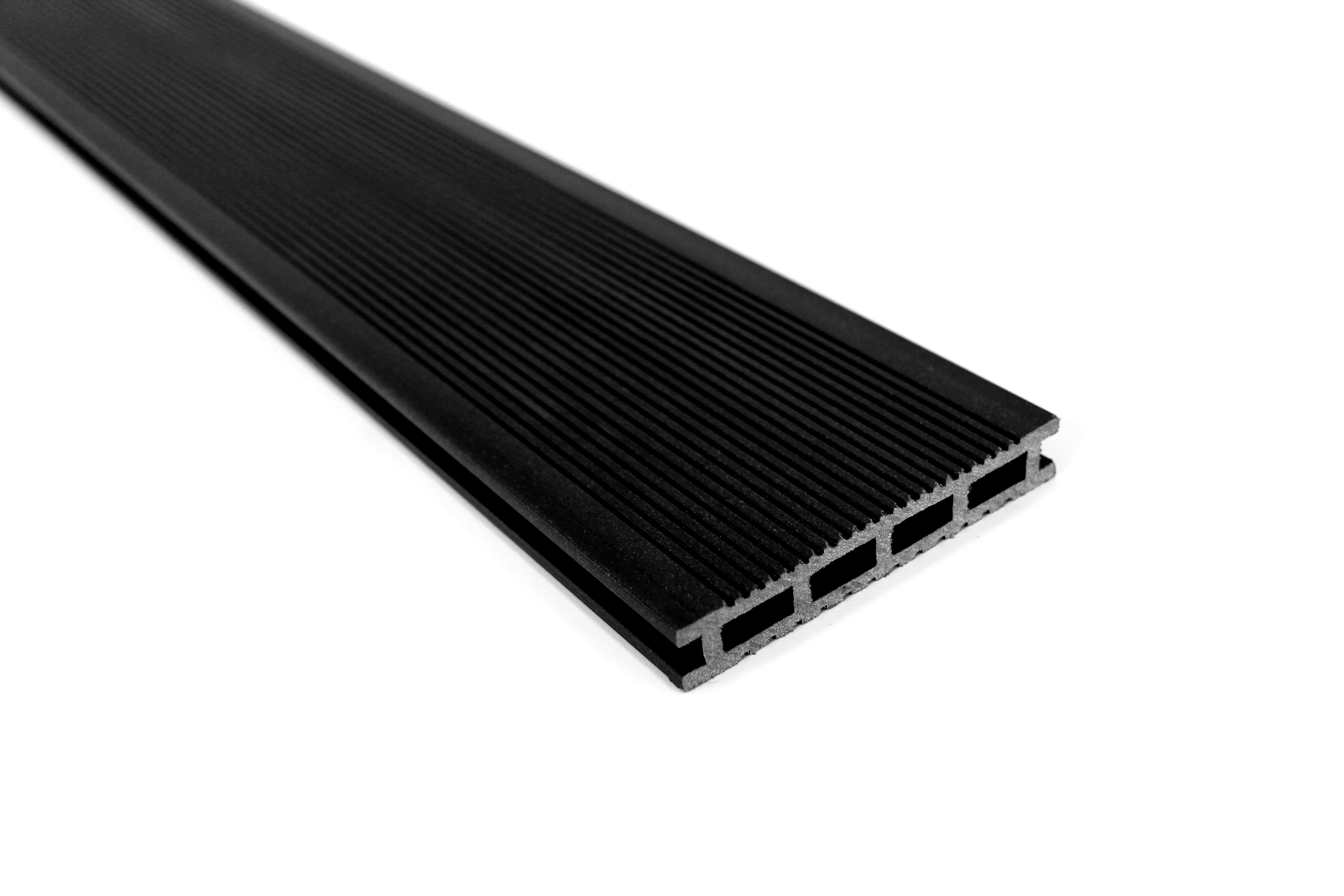 Изображение товара Террасная доска ДПК Multideck цвет черный бархат 1500x140x22мм двусторонний вельвет/структура дерева 0.42м² 2шт