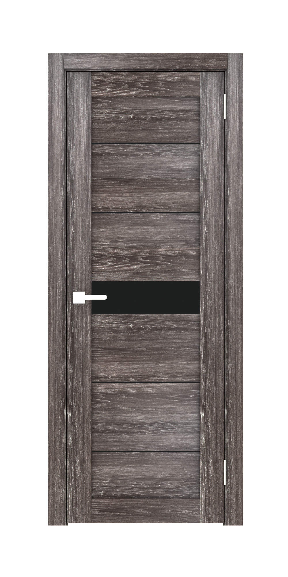 Изображение товара Комплект межкомнатной двери Лесма стиль Рондо 41 отделка стеклом black star 200x70см пленка ПВХ графит с коробом и наличниками