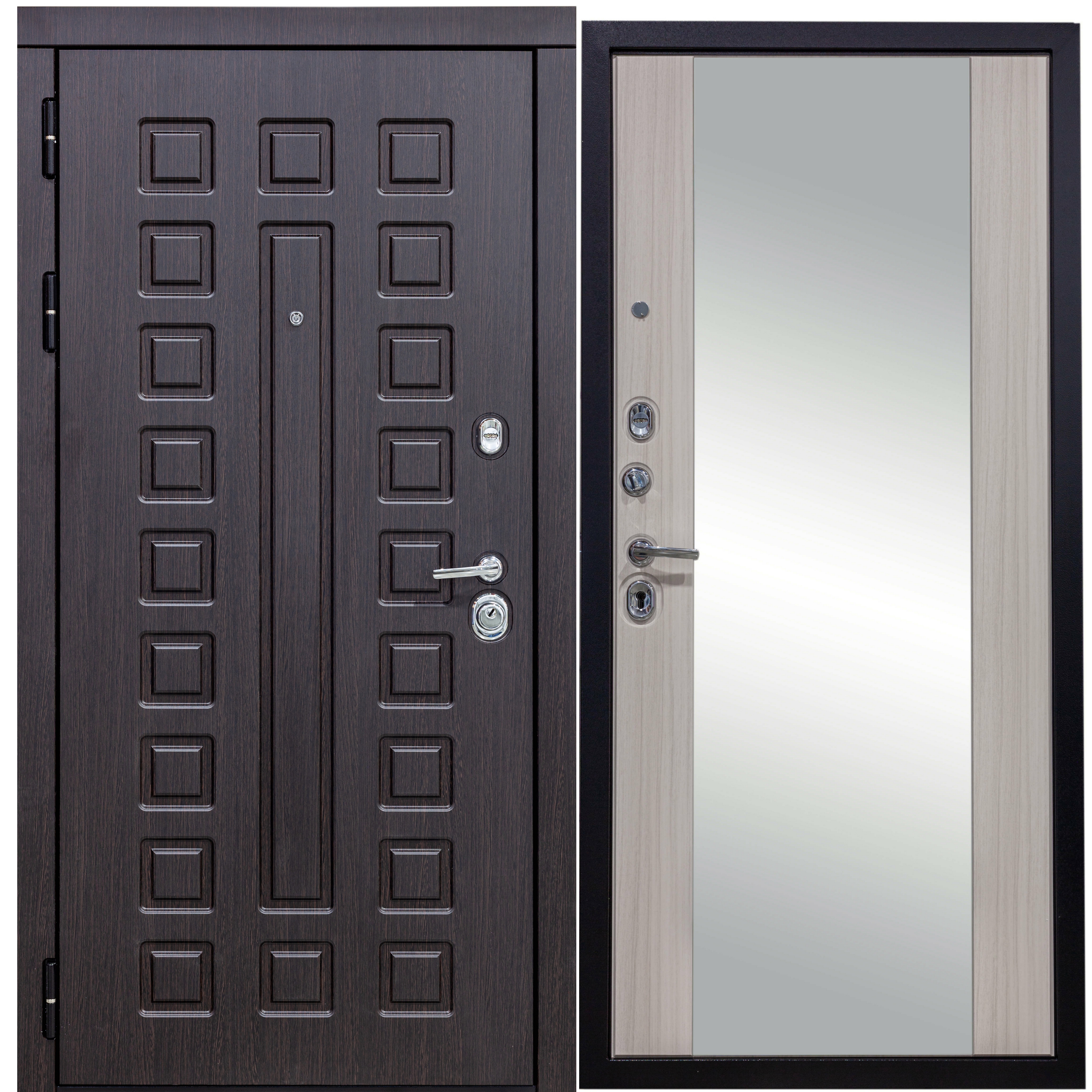 Изображение товара Входная дверь Diva МД-30 205x96см левый цвет сандал белый/венге с зеркалом