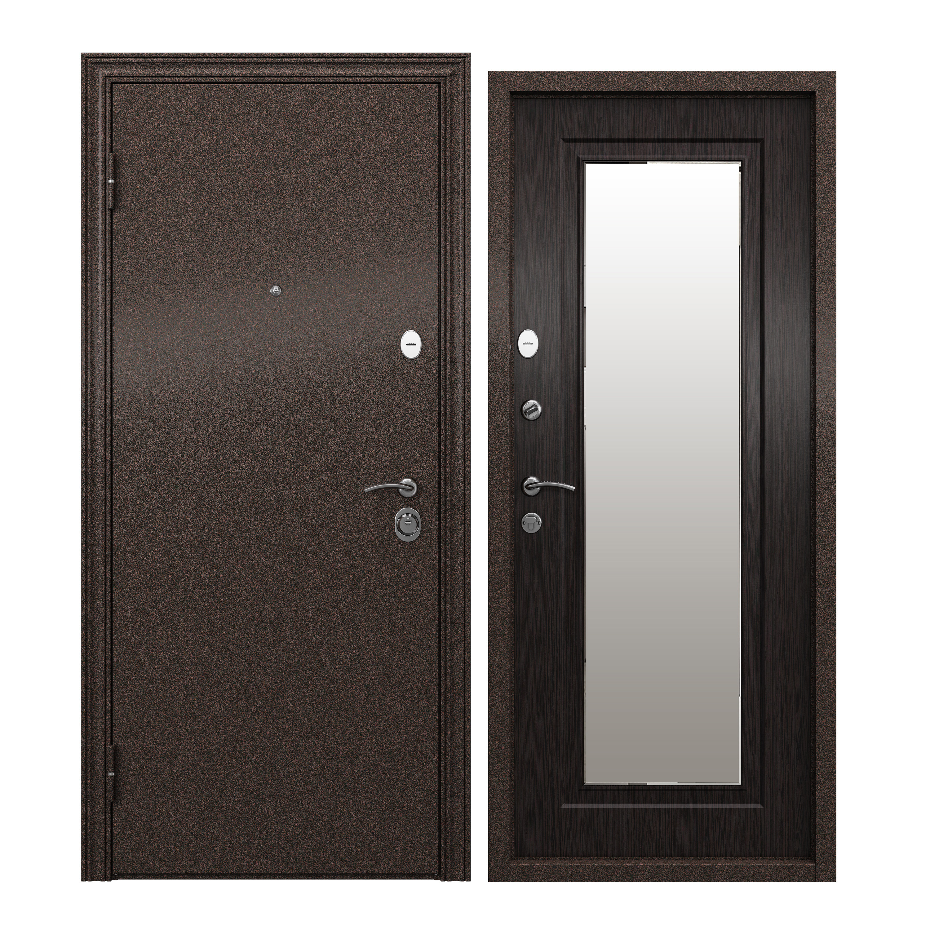 Изображение товара Входная дверь Torex Flat 205x95см левый цвет венге/медь с зеркалом