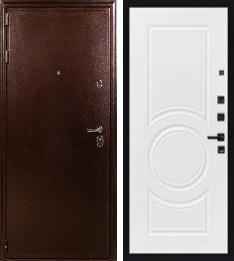 Изображение товара Входная дверь Lex Цезарь внутренняя панель № 125 левый 205x88см белая шагрень/антик медь