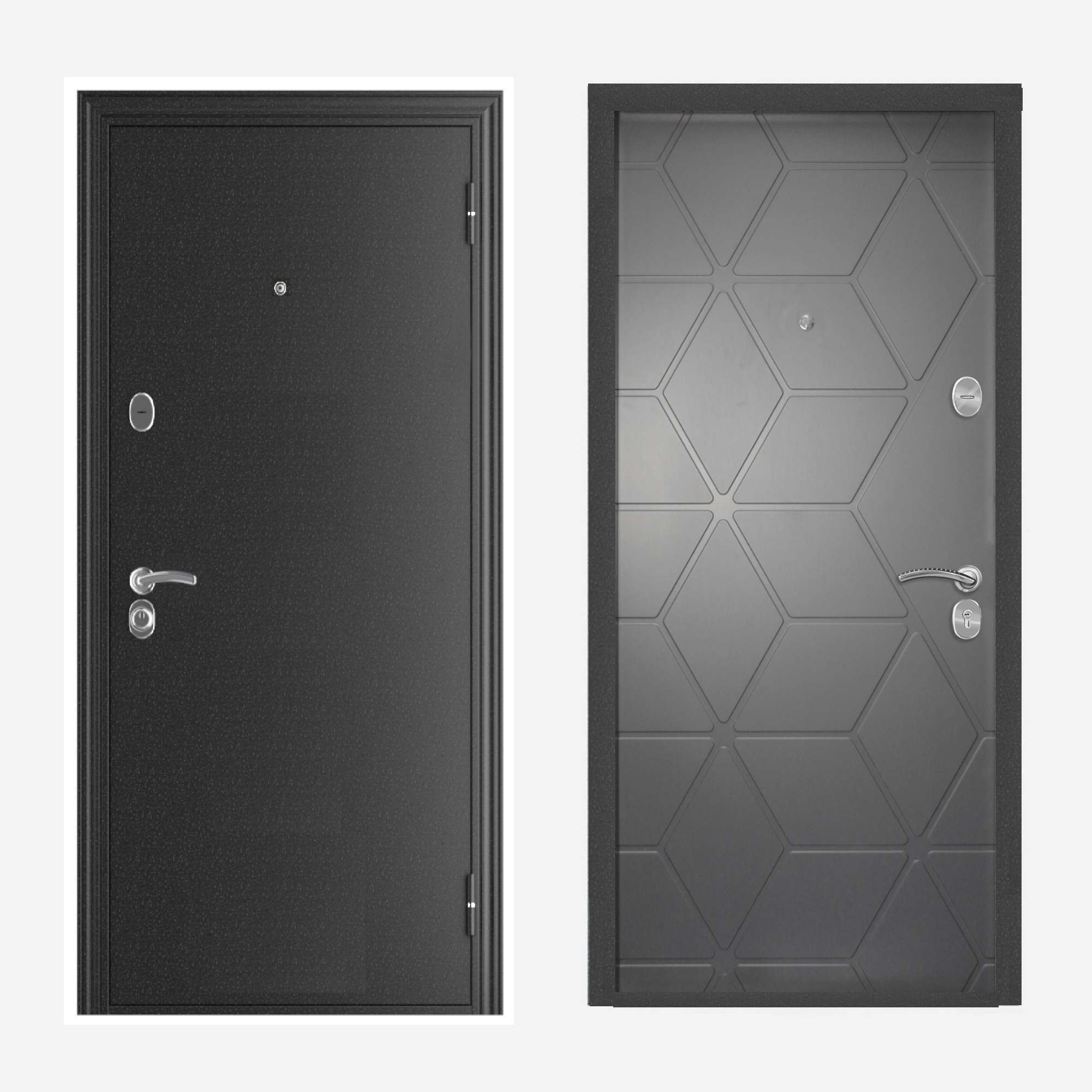 Изображение товара Входная дверь Меги Romb правый 205x87см цвет черный/серая
