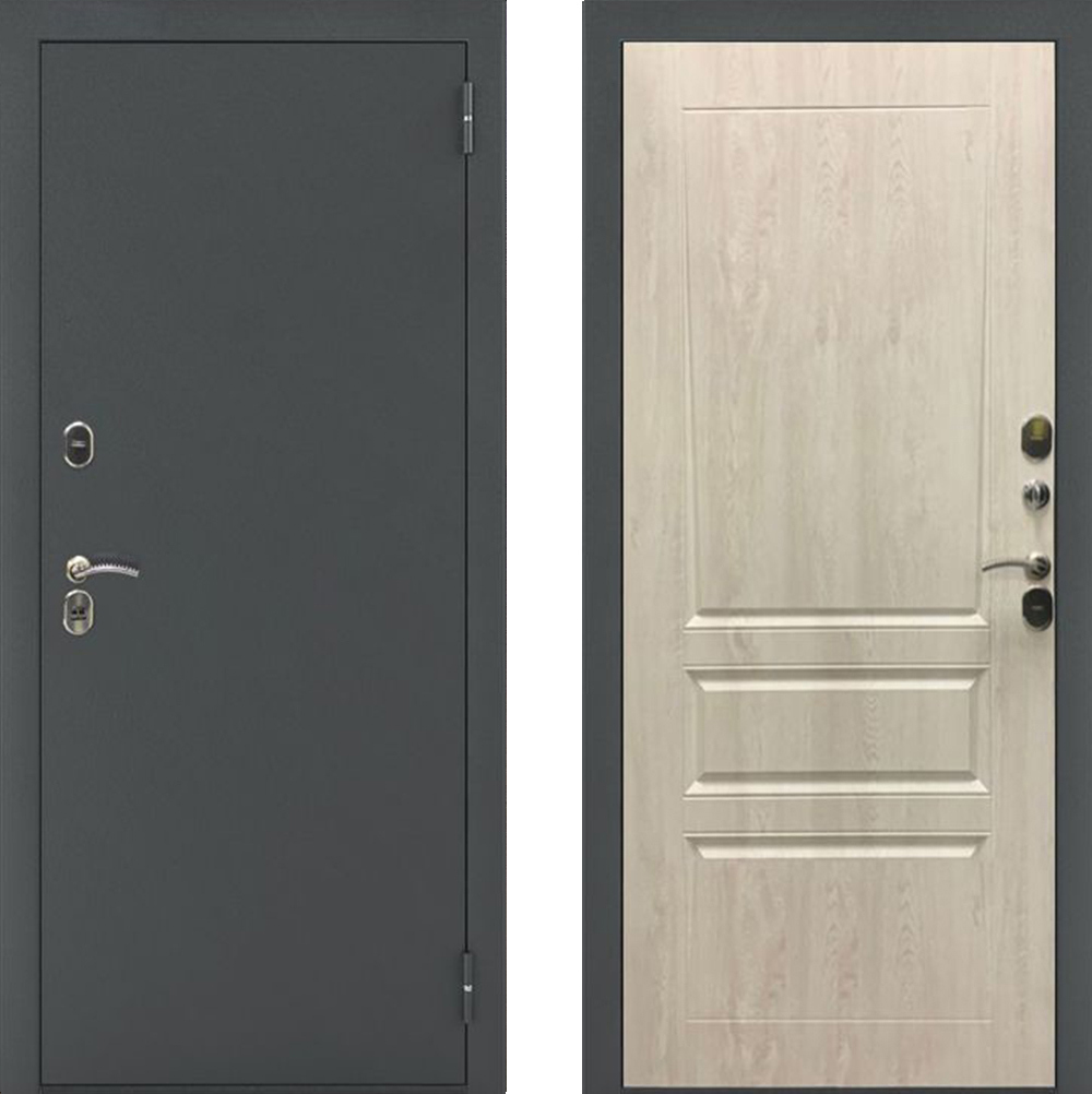 Изображение товара Входная дверь ЦСД Термо правый 205x96см цвет RAL 7024/сосна белая