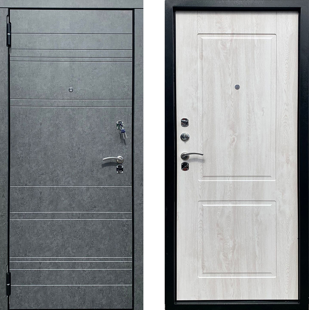 Изображение товара Входная дверь ЦСД А-8 левый 200x78см цвет штукатурка графит/сосна белая