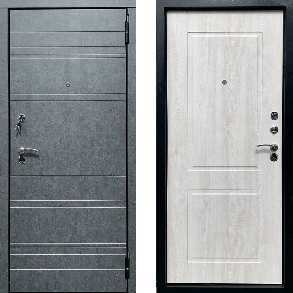 Изображение товара ЦСД А-8 входная дверь правый 205x86 см штукатурка графит/сосна белая