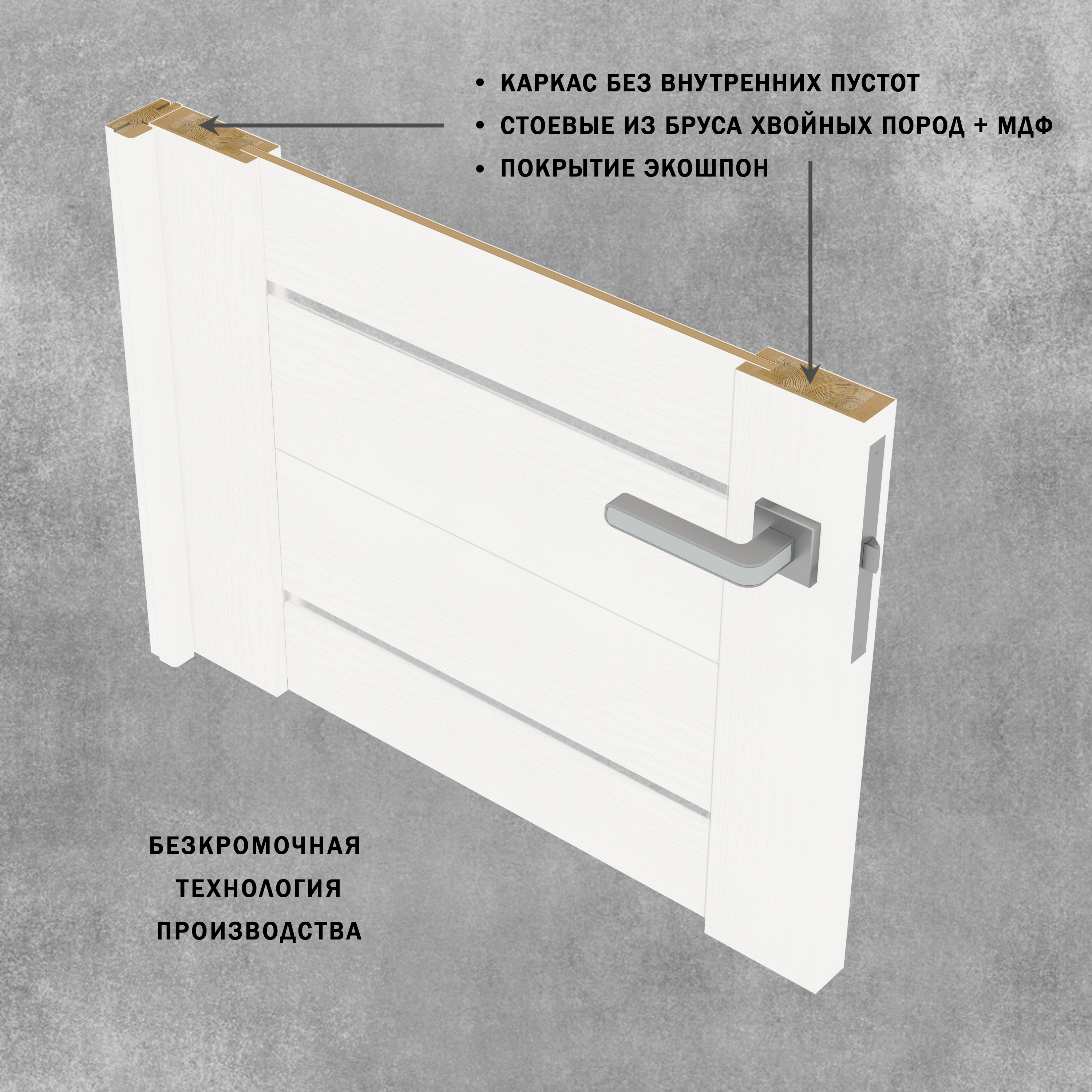 Изображение товара Комплект межкомнатной двери Лесма Стиль Рондо 17 200x70см глухая пленка ПВХ цвет белое дерево с коробом и наличниками