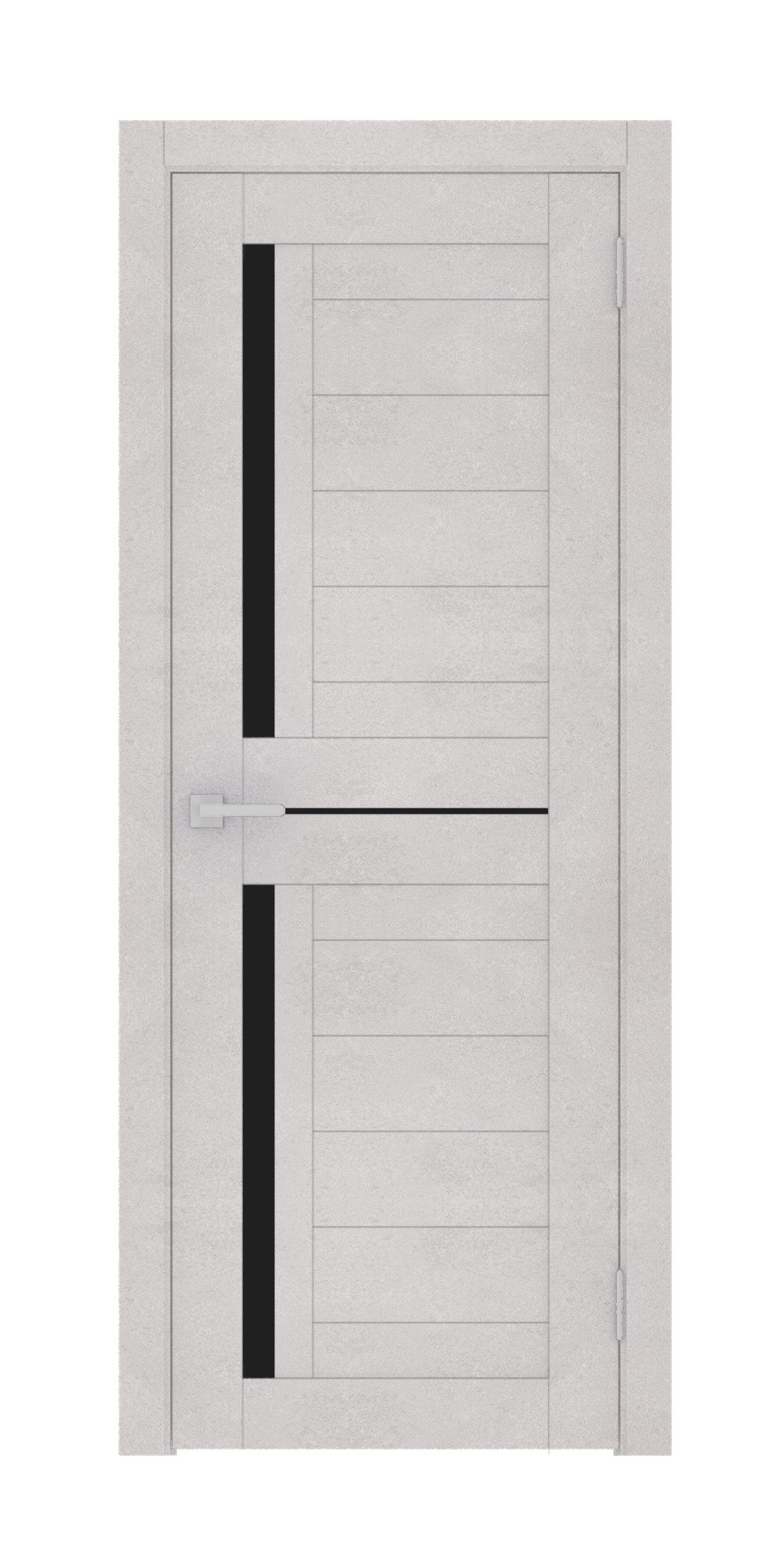 Изображение товара Комплект межкомнатной двери Лесма Стиль Рондо 31 200x70см пленка ПВХ отделка стеклом black star цвет бетон светлый с коробом и наличниками