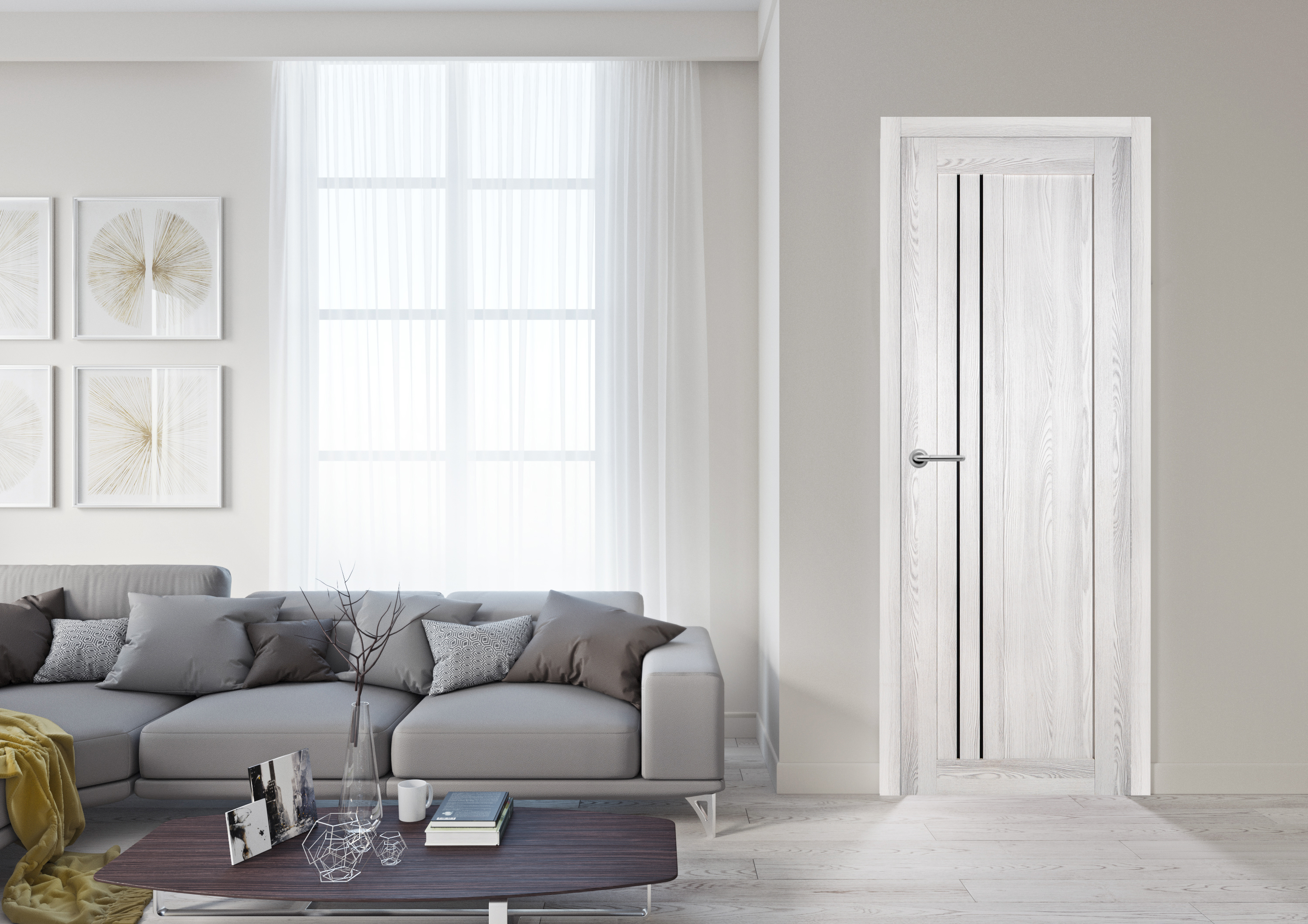 Изображение товара Комплект межкомнатных дверей Лесма стиль Рондо 13 глухая 200x70 см с коробом и наличниками