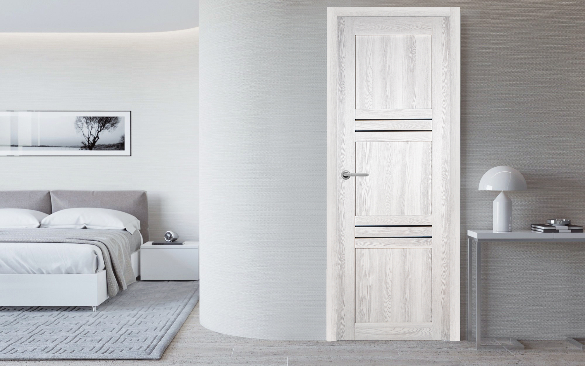 Изображение товара Комплект межкомнатной двери Лесма стиль Рондо 14 глухая 200x70 см ПВХ ривьера айс