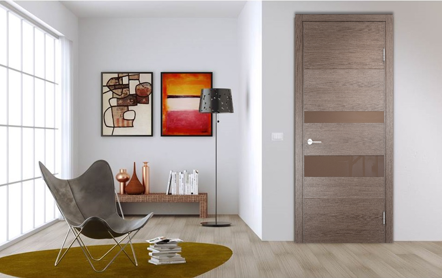 Изображение товара Дверь межкомнатная Турин 4 остекленная 200x90см экошпон цвет дуб фремонт вералинга