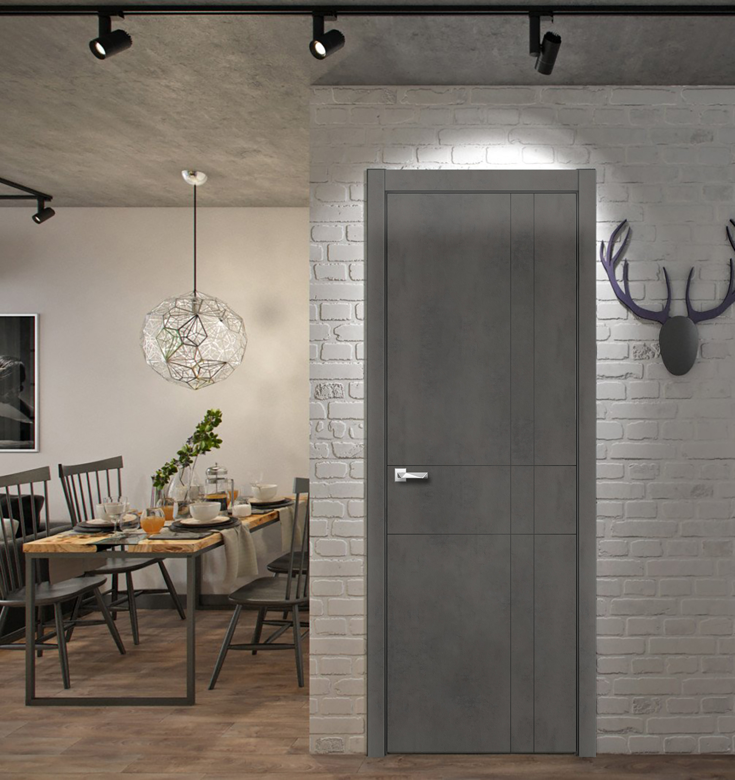 Изображение товара Межкомнатная дверь Loyard Севилья 02 глухая 200х70 см в темно графитовой эмалитовой пленке