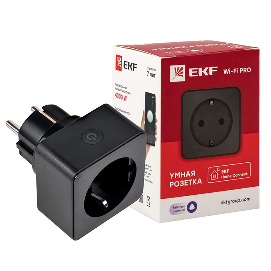 Изображение товара Умная розетка Wi-Fi PRO EKFHomeConnect цвет черный Изображение товара Умная розетка Wi-Fi PRO EKFHomeConnect цвет черный