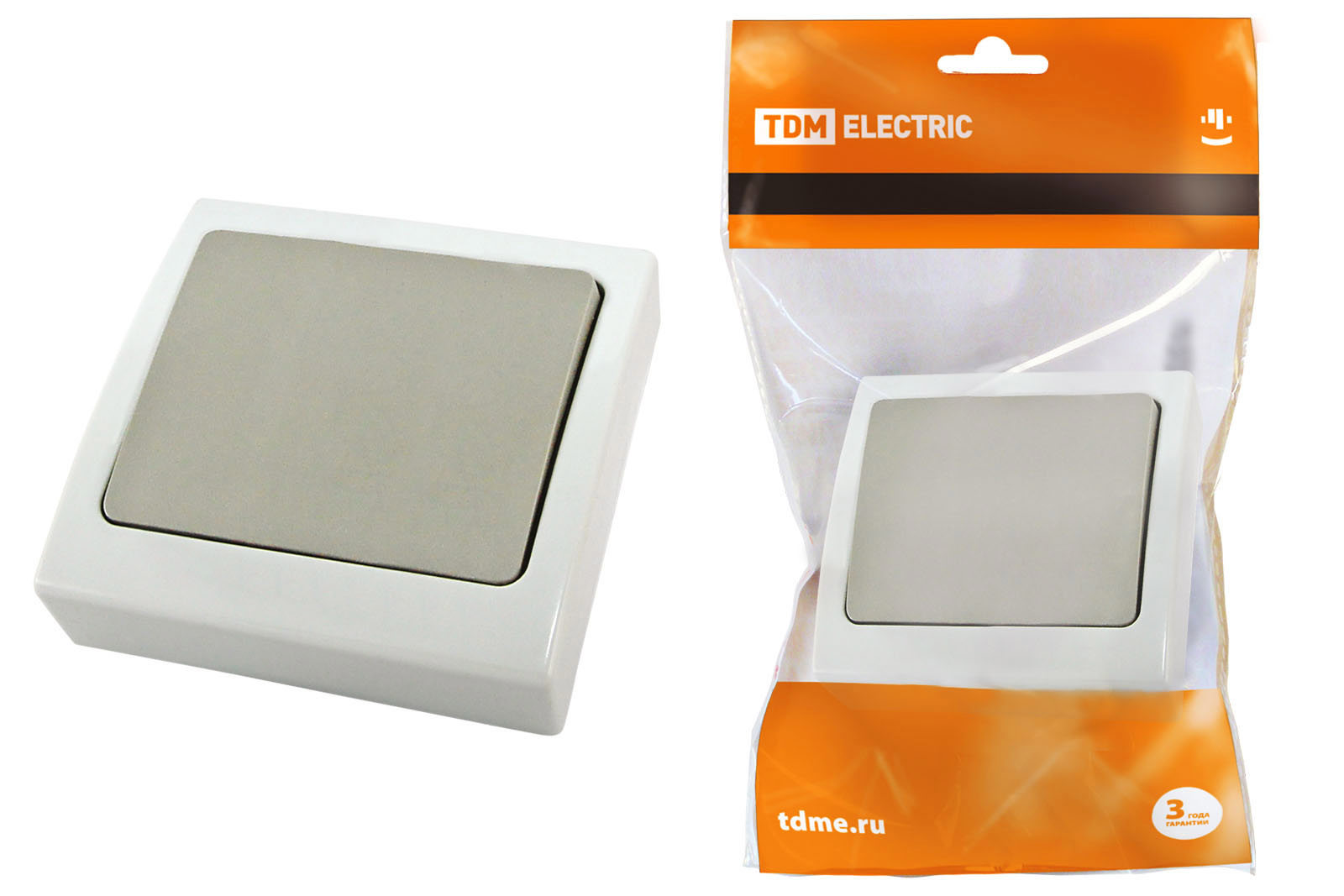 Изображение товара Выключатель встраиваемый Tdm electric Вуокса SQ1803-0101 1 клавиша цвет серый