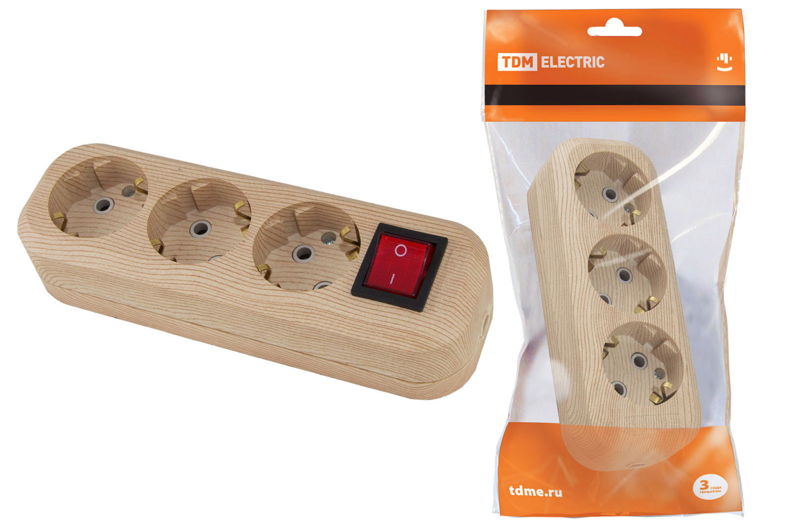 Изображение товара Колодка для удлинителя TDM Electric SQ1806-0049 3 розетки с заземлением 4000 Вт цвет белый