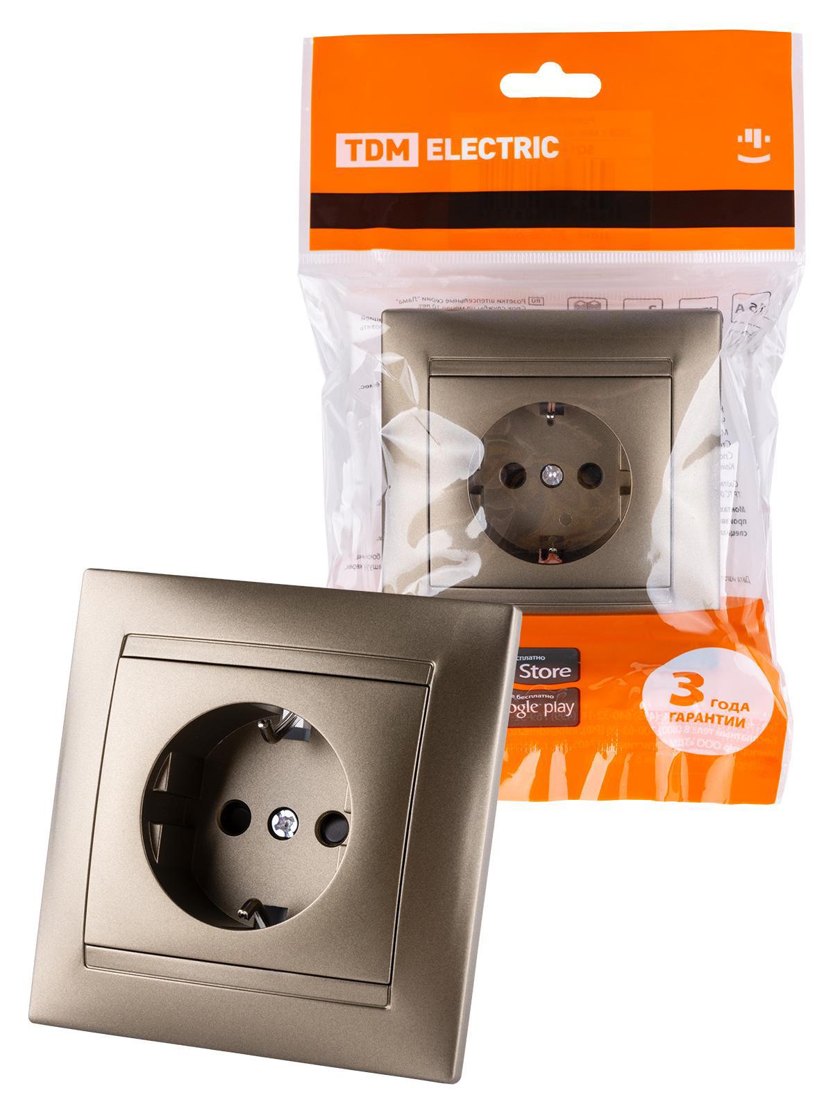 Изображение товара Розетка встраиваемая TDM Electric Лама SQ1815-0711 с заземлением бронзовая