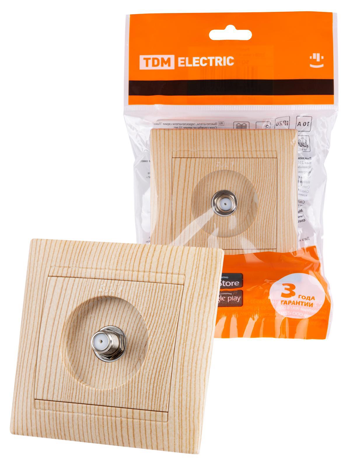 Изображение товара Розетка SAT встраиваемая Tdm electric Лама SQ1815-0321 цвет сосна