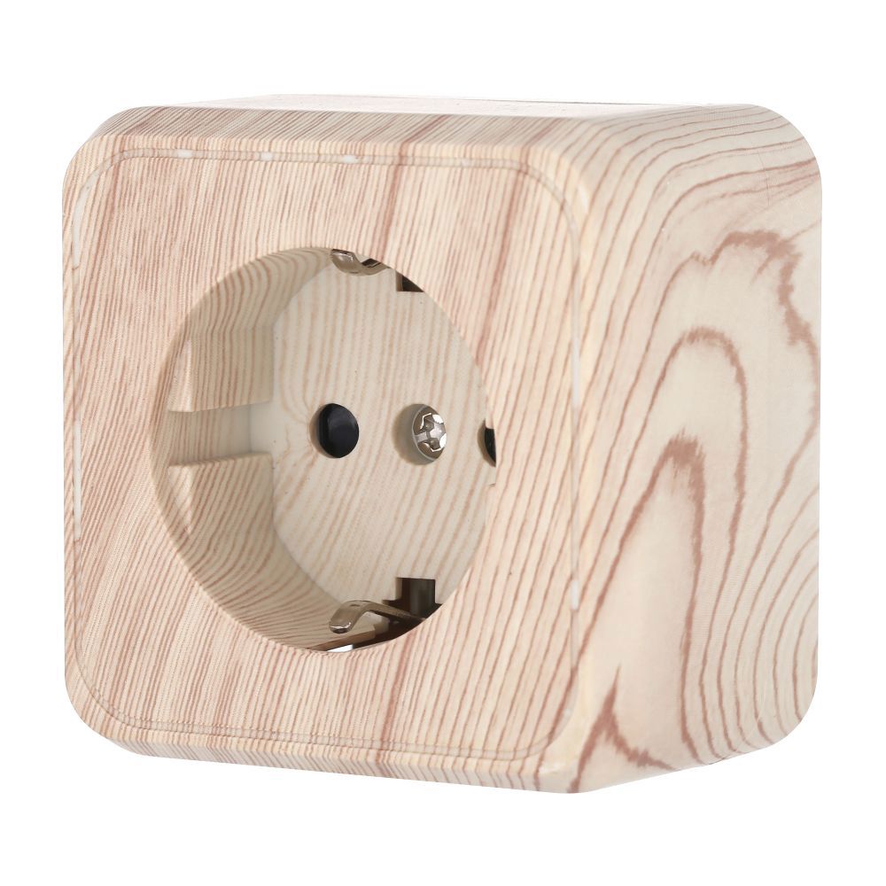 Изображение товара Розетка накладная Lk studio LK STANDARD 813225 с заземлением с защитными шторками цвет сосна