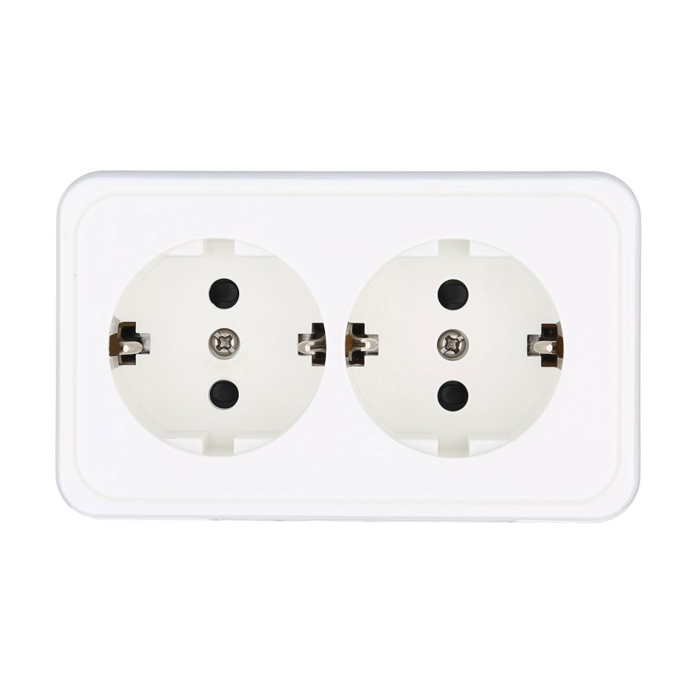 Изображение товара Розетка LK Studio накладная 2поста, заземление, шторки, белая