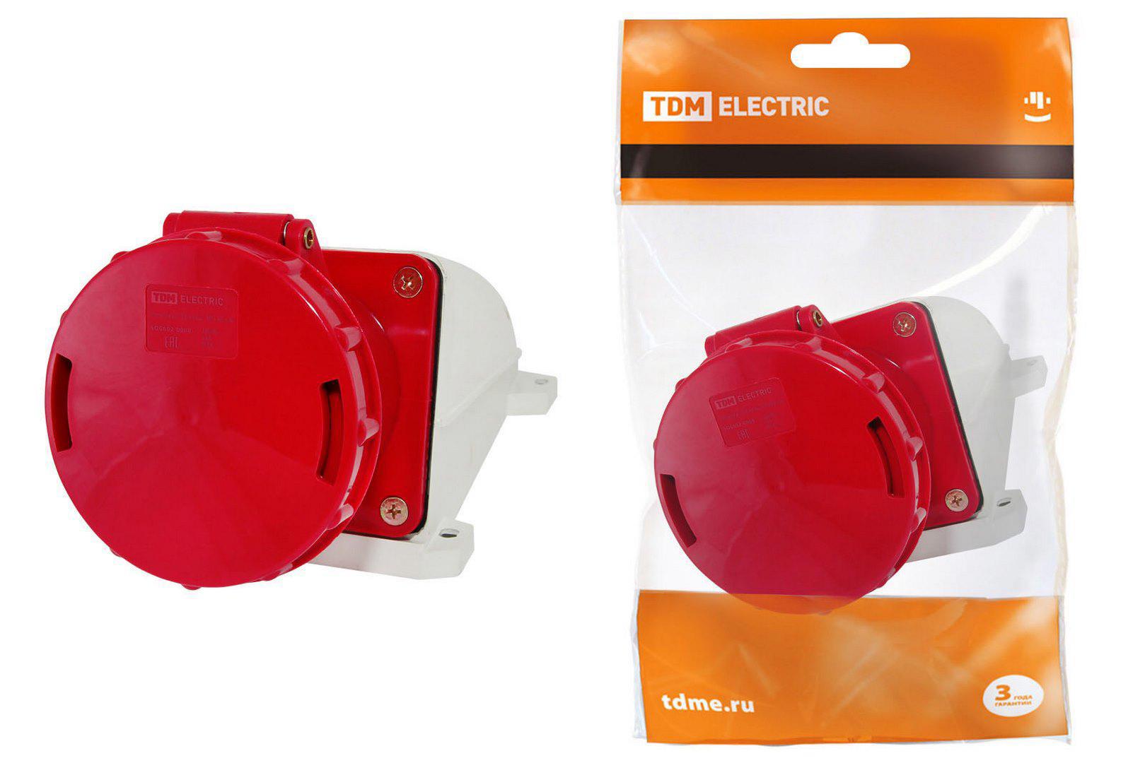 Изображение товара Розетка 135 стационарная TDM Electric 3Р+РЕ+N 63А 380В IP54