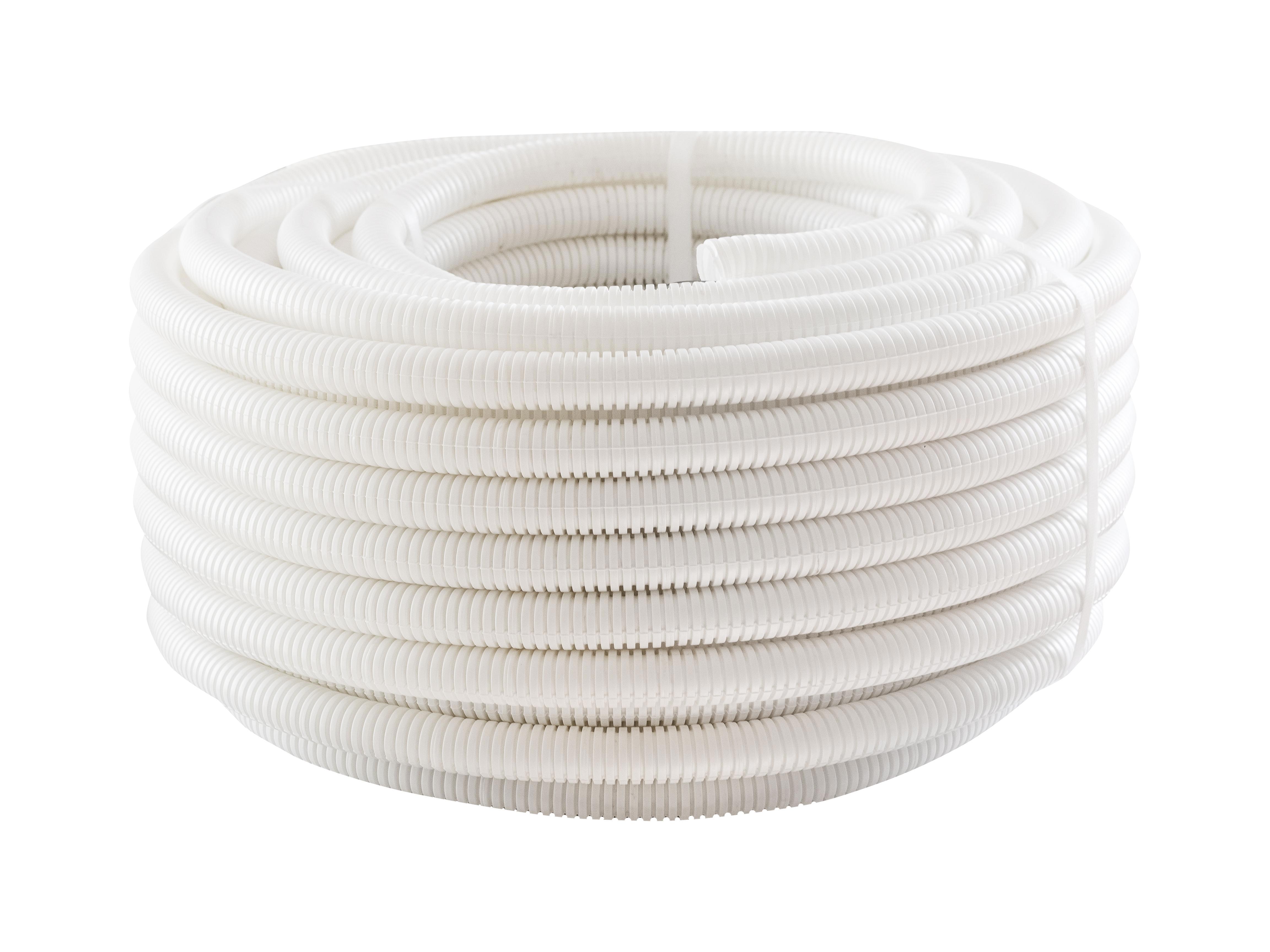 Изображение товара Экопласт труба HFFR гофрированная тяжелая D20 100 м с зондом белая