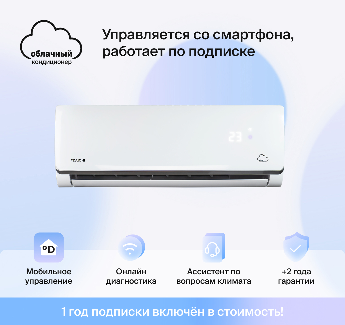 Изображение товара Сплит-система Daichi Alpha A50AVQ2/A50FV2_1Y с Wi-Fi управлением и функцией обогрева