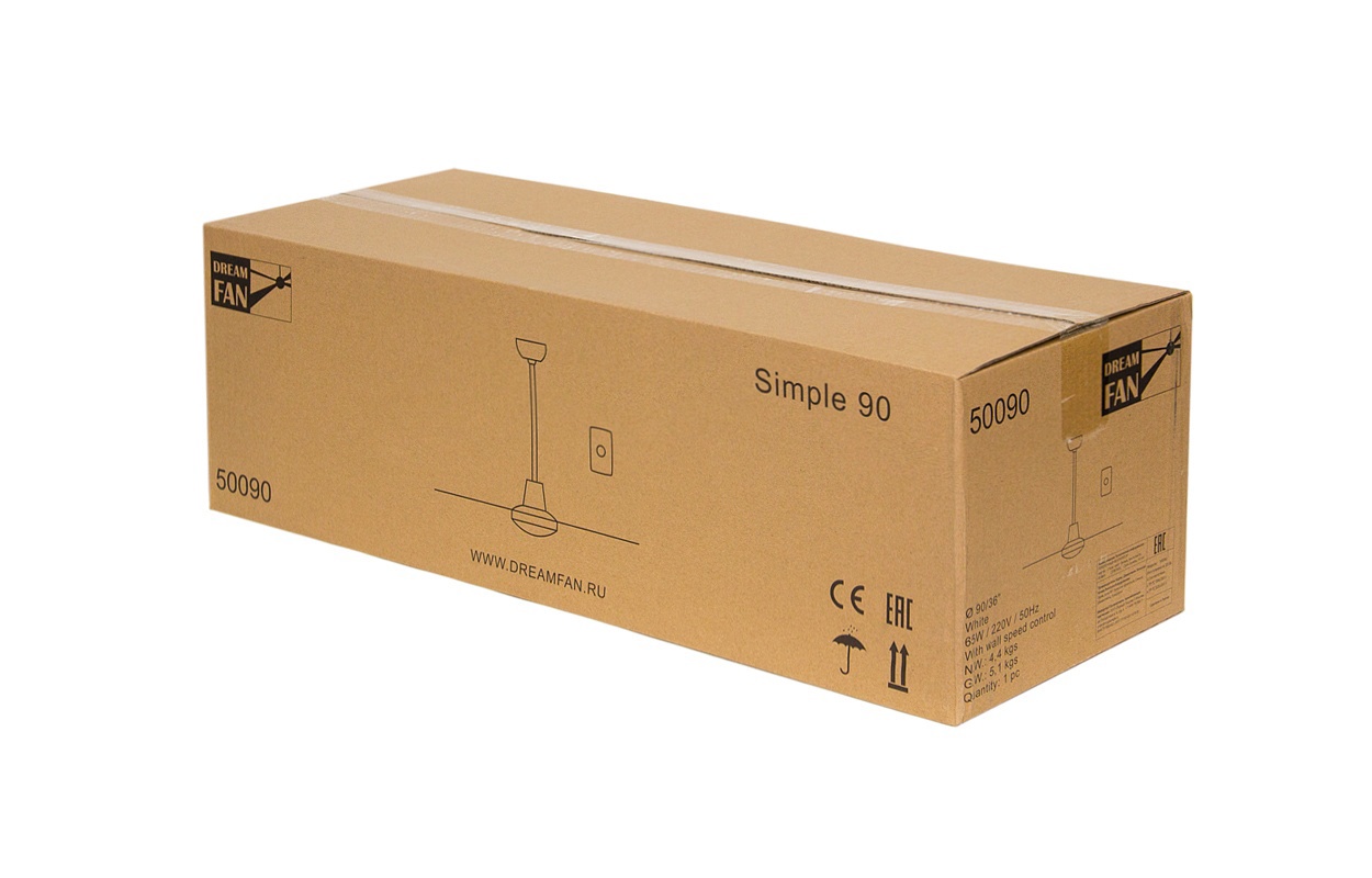 Изображение товара Вентилятор потолочный Dreamfan Simple 90 65 Вт D90 см цвет белый
