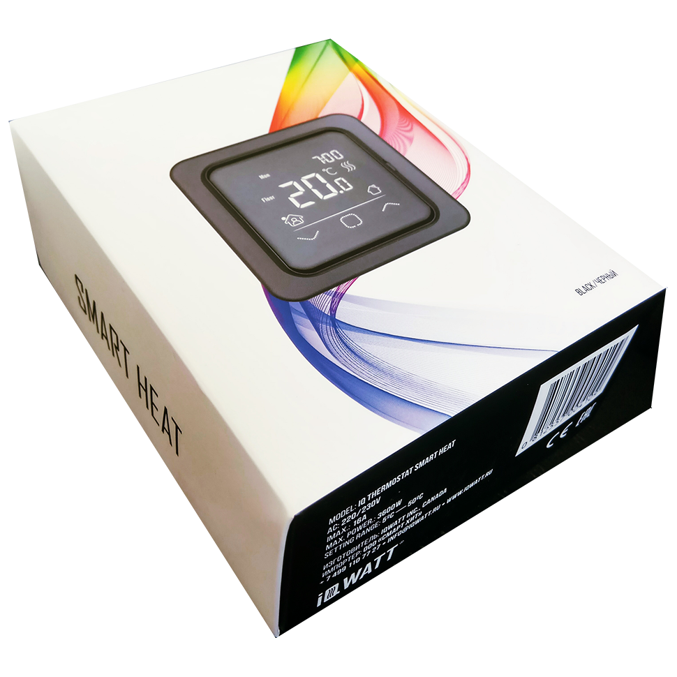 Изображение товара Термостат программируемый Iqwatt Smart heat цвет черный