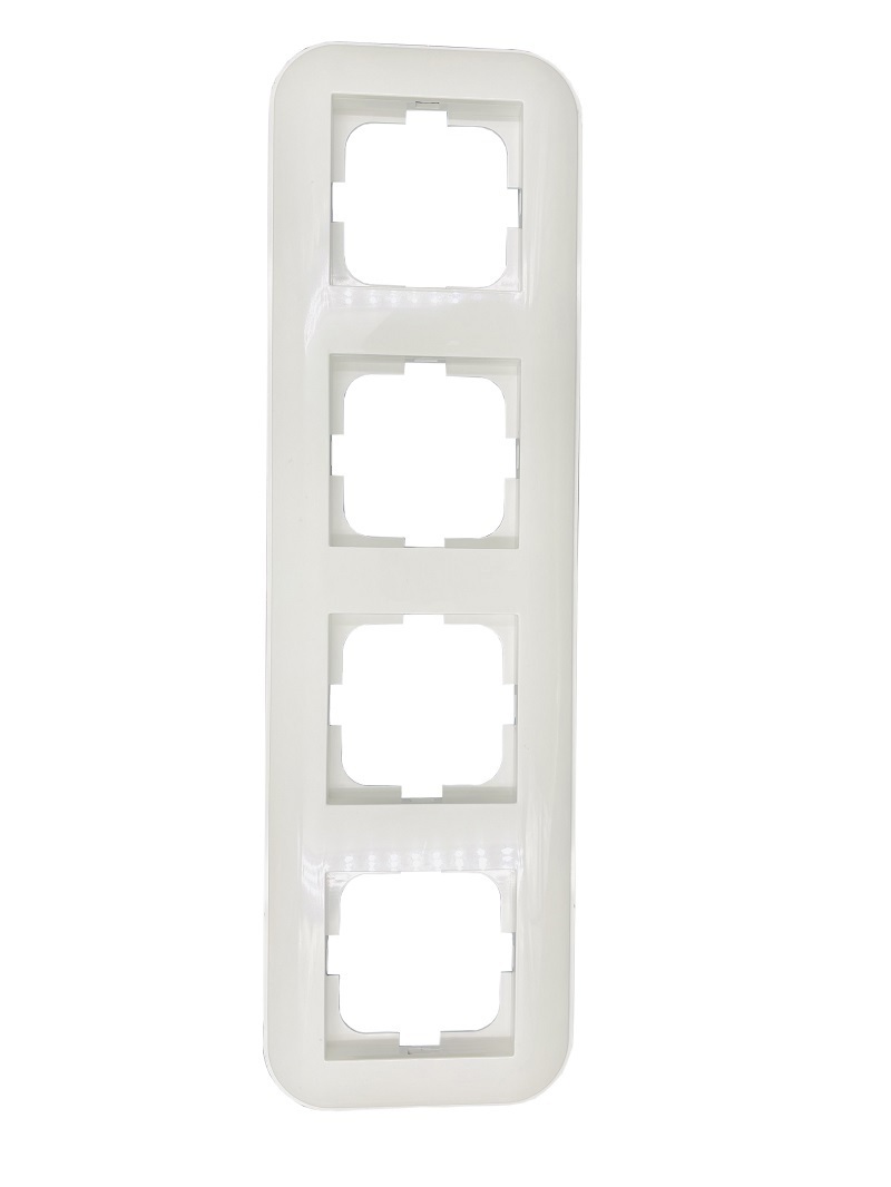 Изображение товара Ovivo Loft: рамка для розеток 4 поста белая — накладная, глянцевая