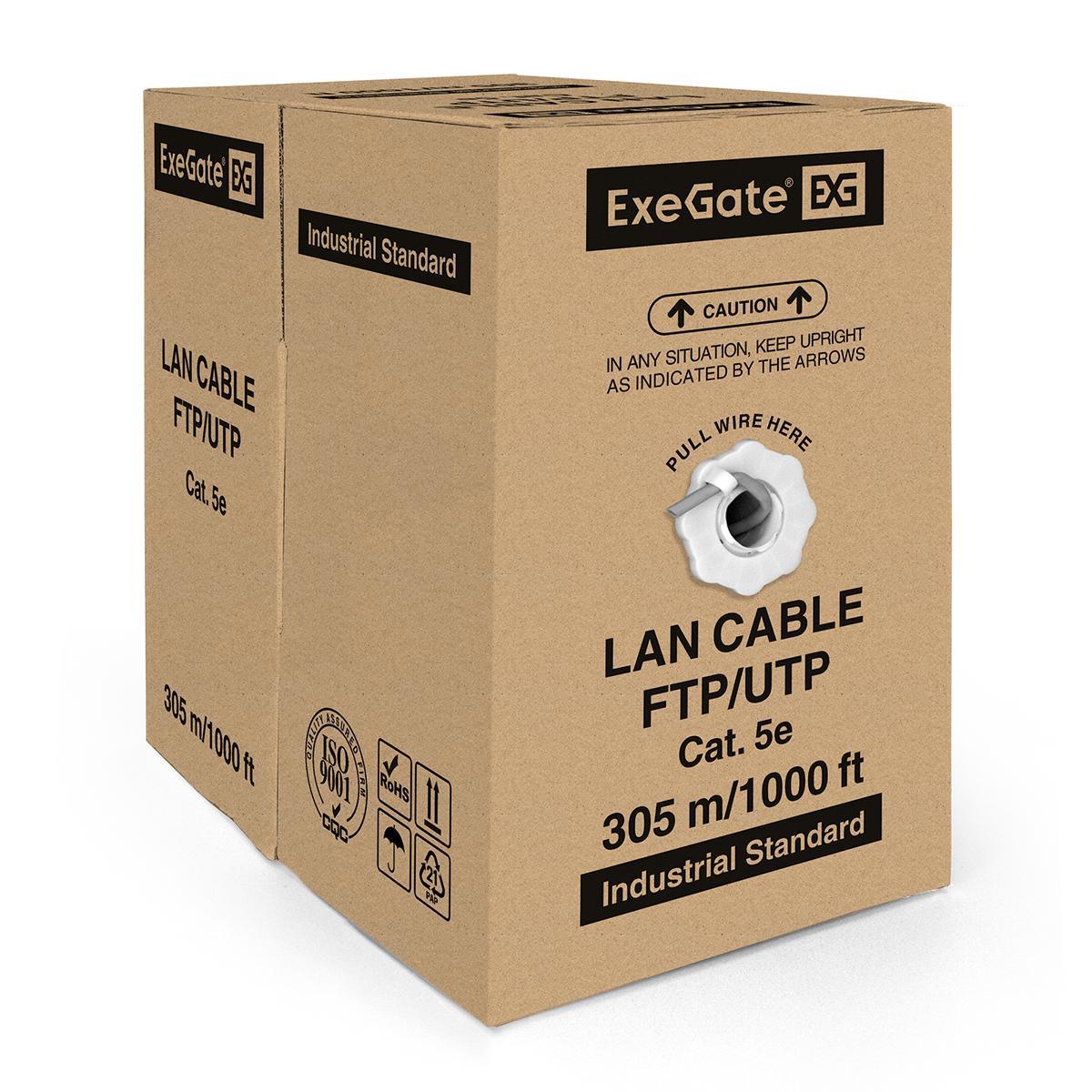 Изображение товара Кабель сетевой ExeGate UTP cat 5e 2x2x0.5 мм 305 м медь цвет серый