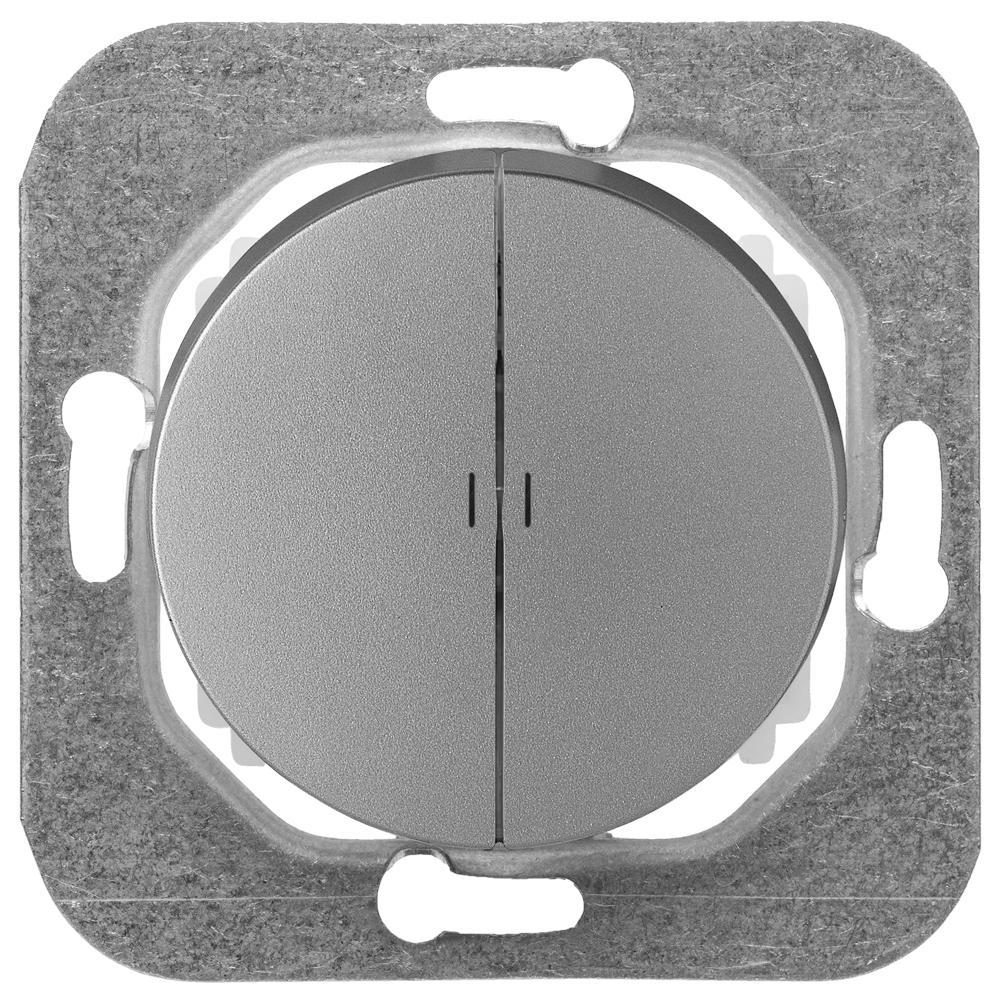 Изображение товара Выключатель встраиваемый Bylectrica Прованс С510-3308 2 клавиши с подсветкой серебристый