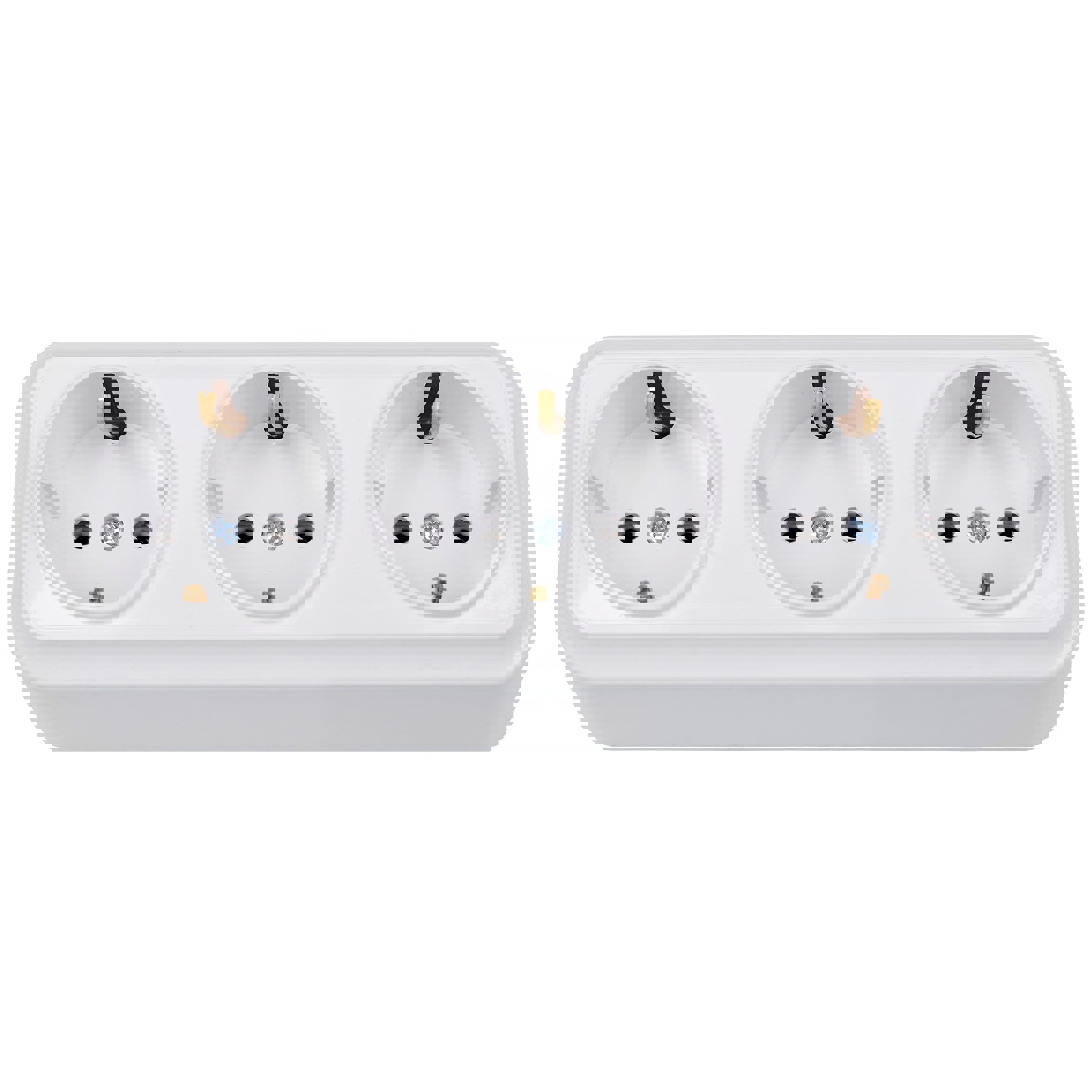 Изображение товара Розетка тройная накладная BYLECTRICA RA16 0162 с заземлением белая 16A IP20