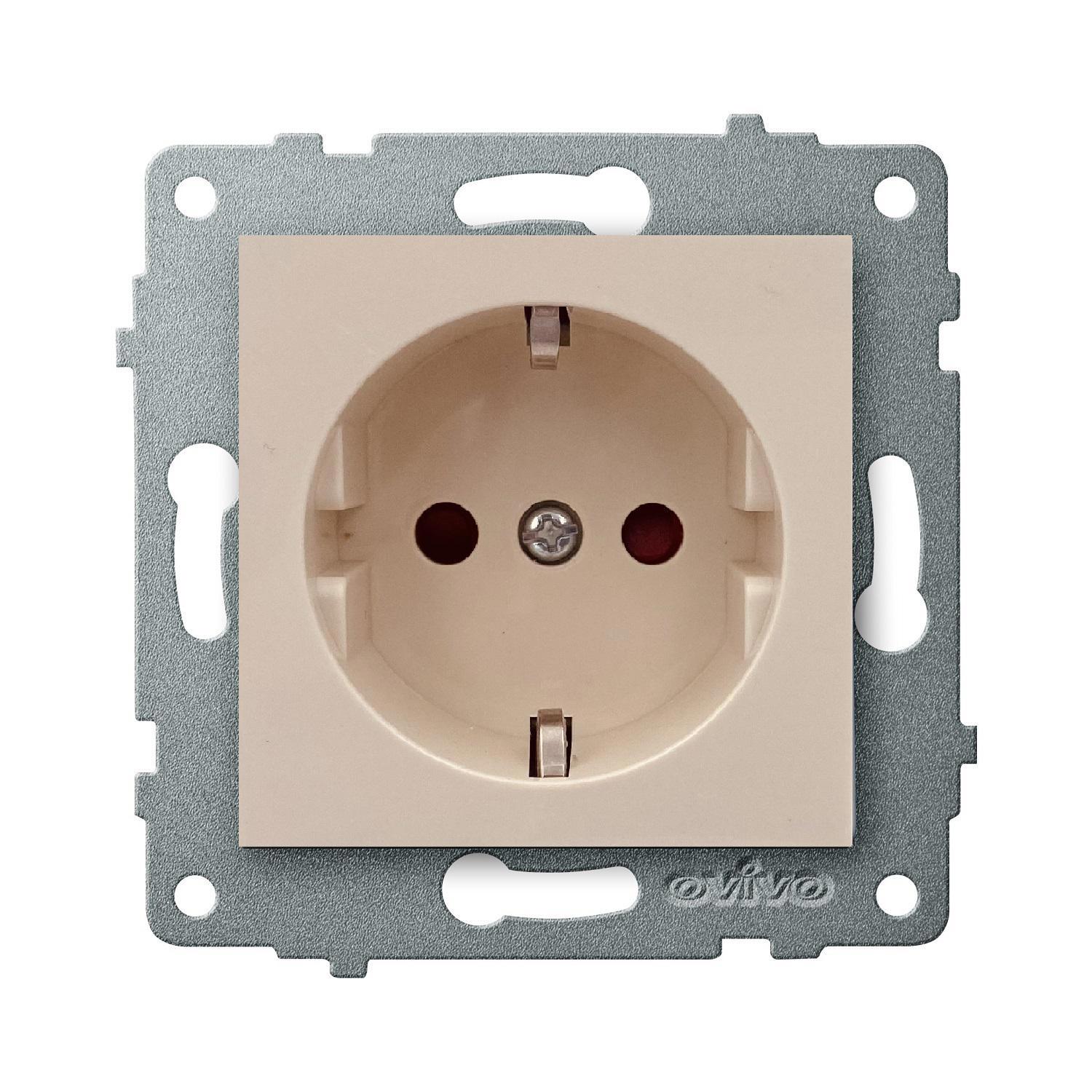 Изображение товара Встроенная электрозазетa Ovivo Loft 600-000302-218 с заземлением кремовая