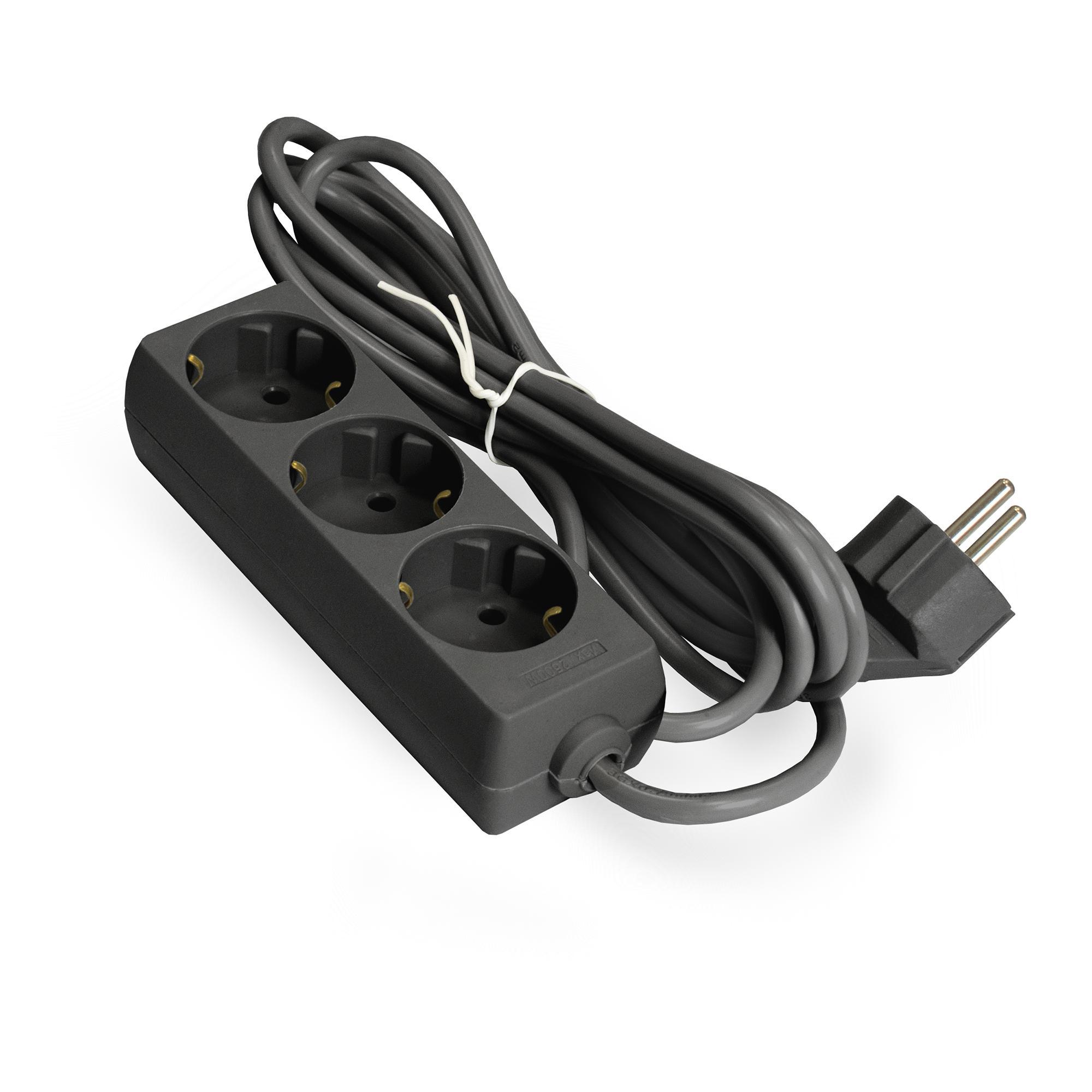 Изображение товара Удлинитель бытовой EXEGATE 285804 3 розетки евро с заземлением 3 м черный