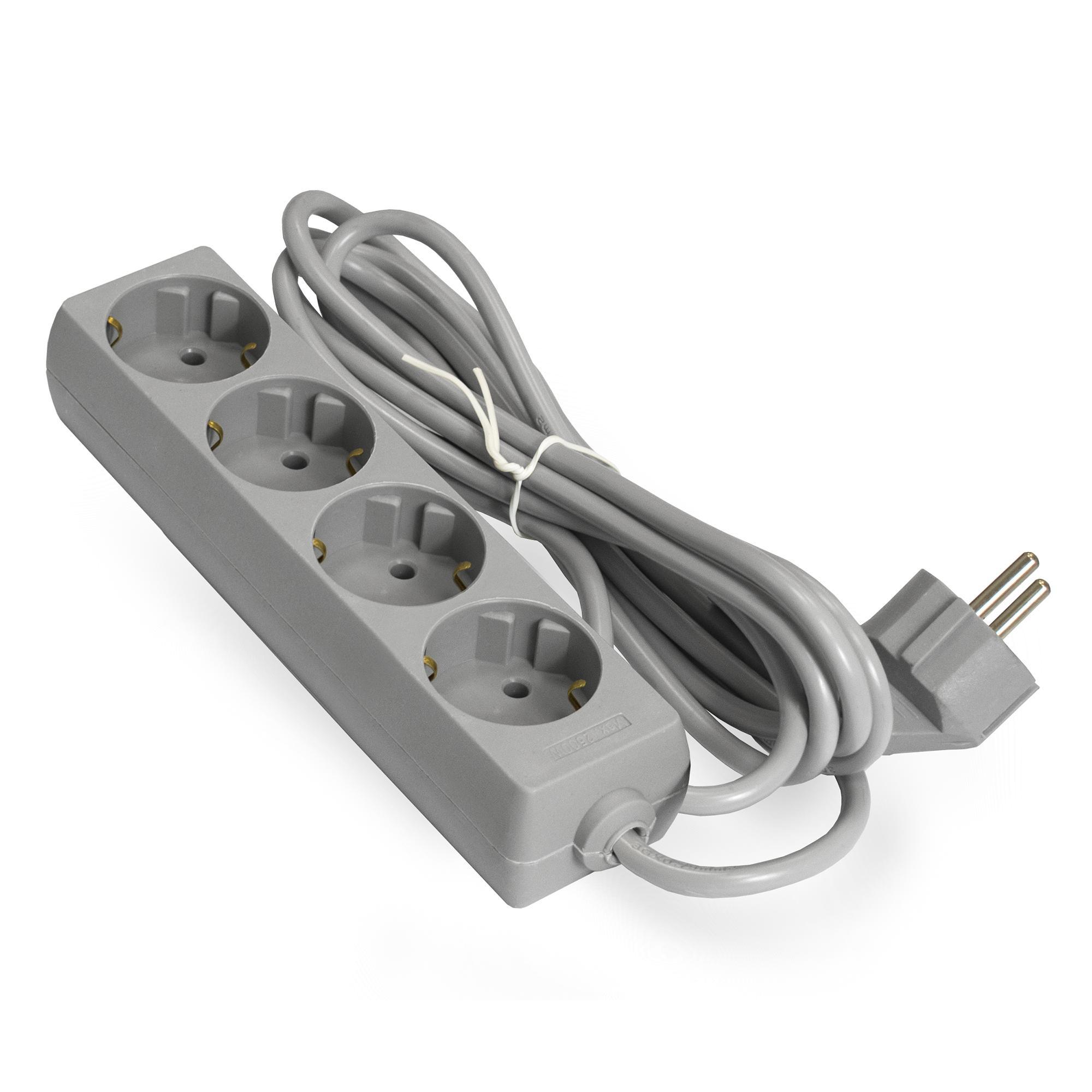 Изображение товара Удлинитель бытовой Exegate 4 розетки 3м заземление серый