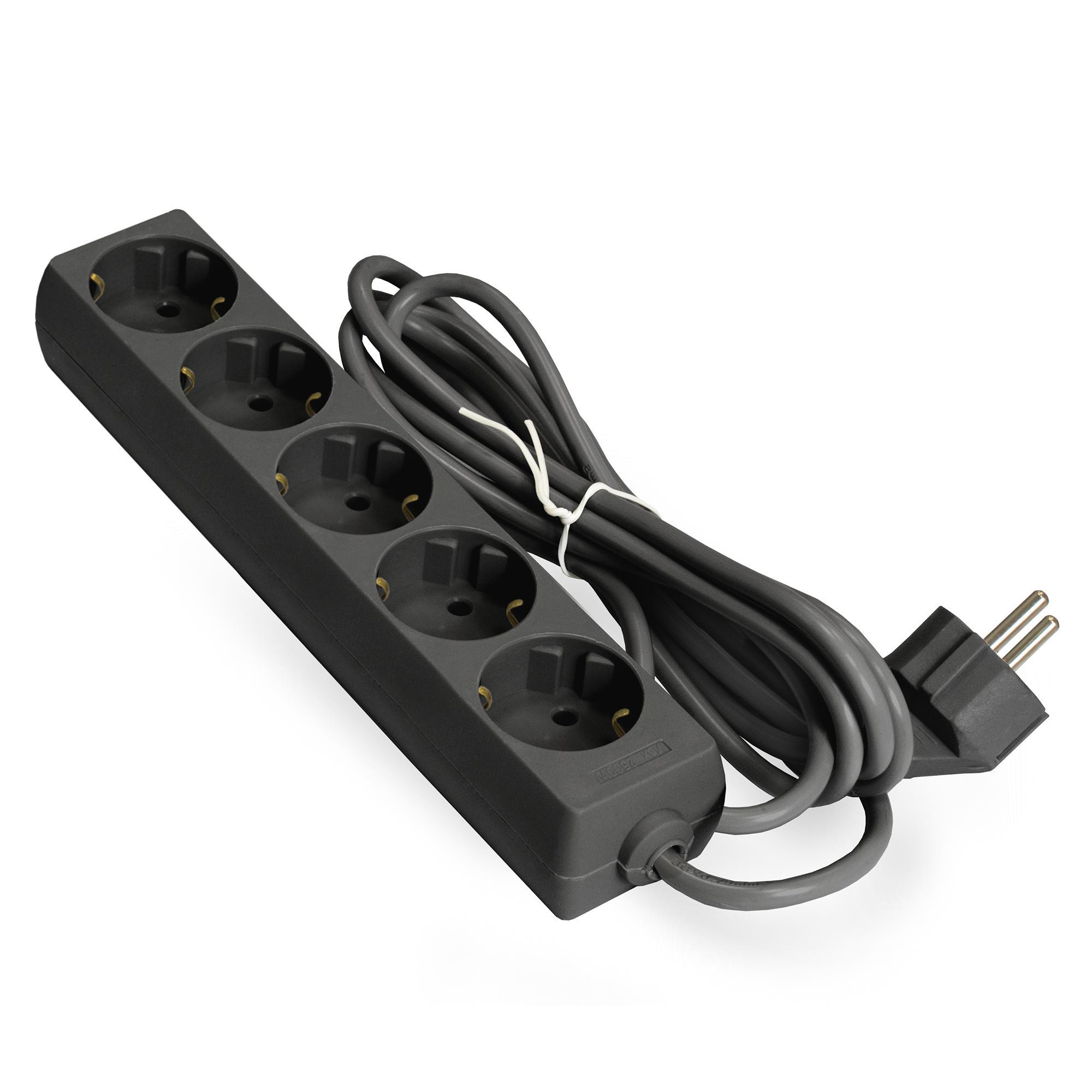 Изображение товара Удлинитель бытовой Exegate 285825 5 розеток с заземлением 3x0.75 мм 5 м 2200 Вт цвет черный