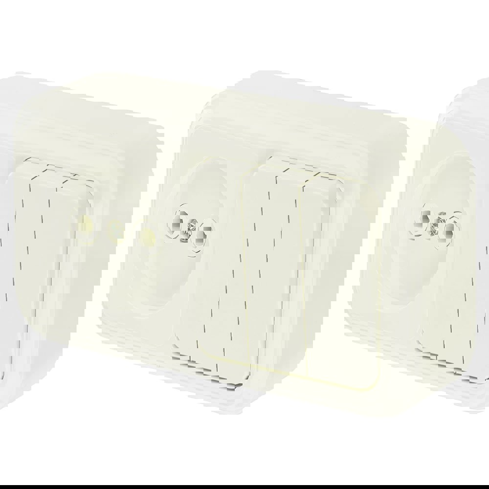 Изображение товара Блок выключатель с розеткой накладной Пралеска 3В-РЦ-525 белого цвета