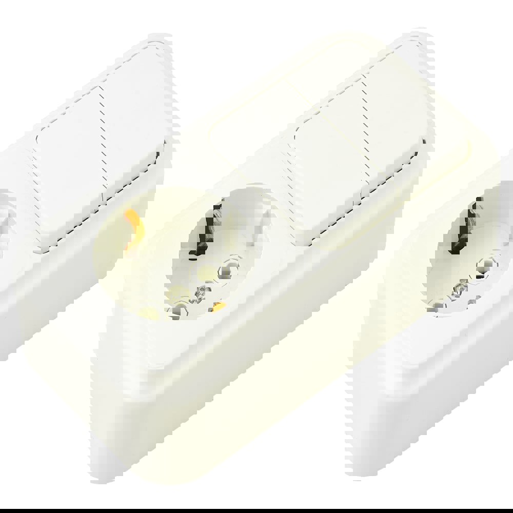 Изображение товара Блок выключатель с розеткой накладные Bylectrica Пралеска 2В-РЦ-529 2 клавиши с заземлением цвет бежевый