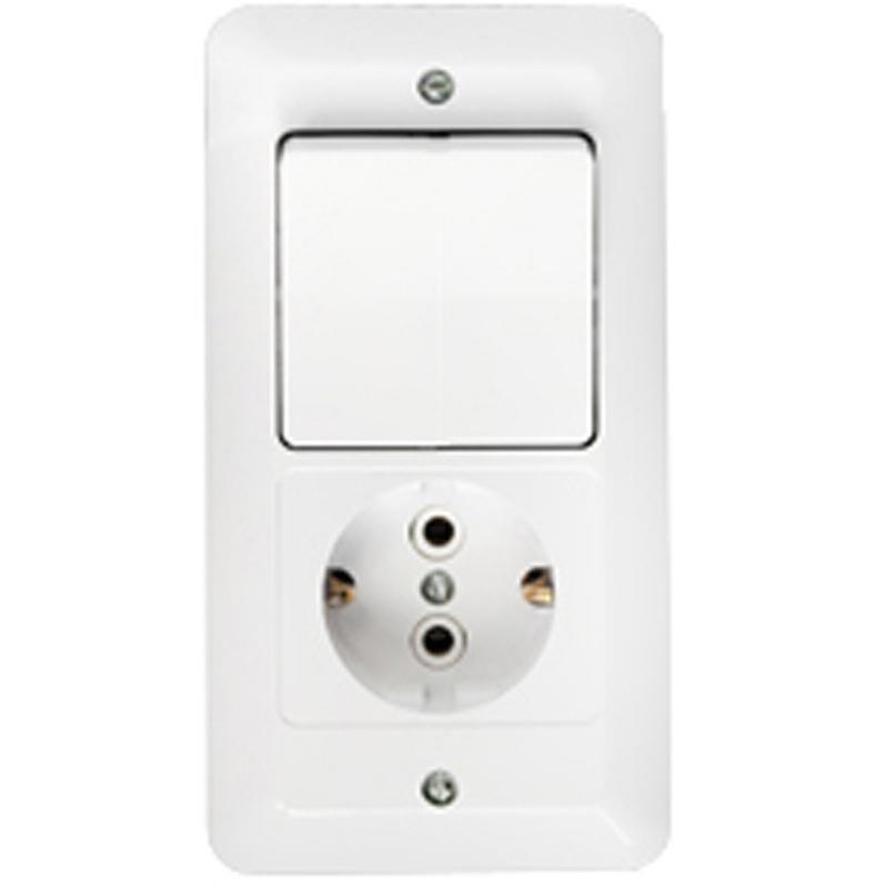 Изображение товара Блок выключатель с розеткой встраиваемые Bylectrica Паритет В-РЦ-647 1 клавиша без заземления цвет белый