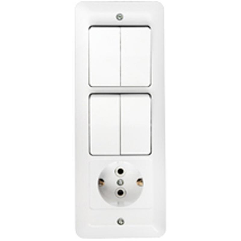 Изображение товара Блок выключатель с розеткой встраиваемый Паритет BYLECTRICA 4Клавиши IP20 250В 16А Белый