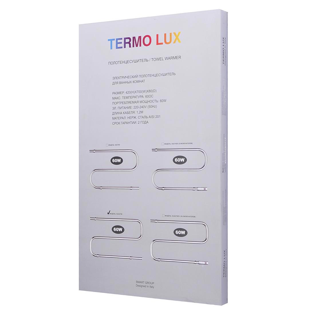 Изображение товара Электрический полотенцесушитель Termlux SU42/70E 700x420 мм, 60 Вт, хром