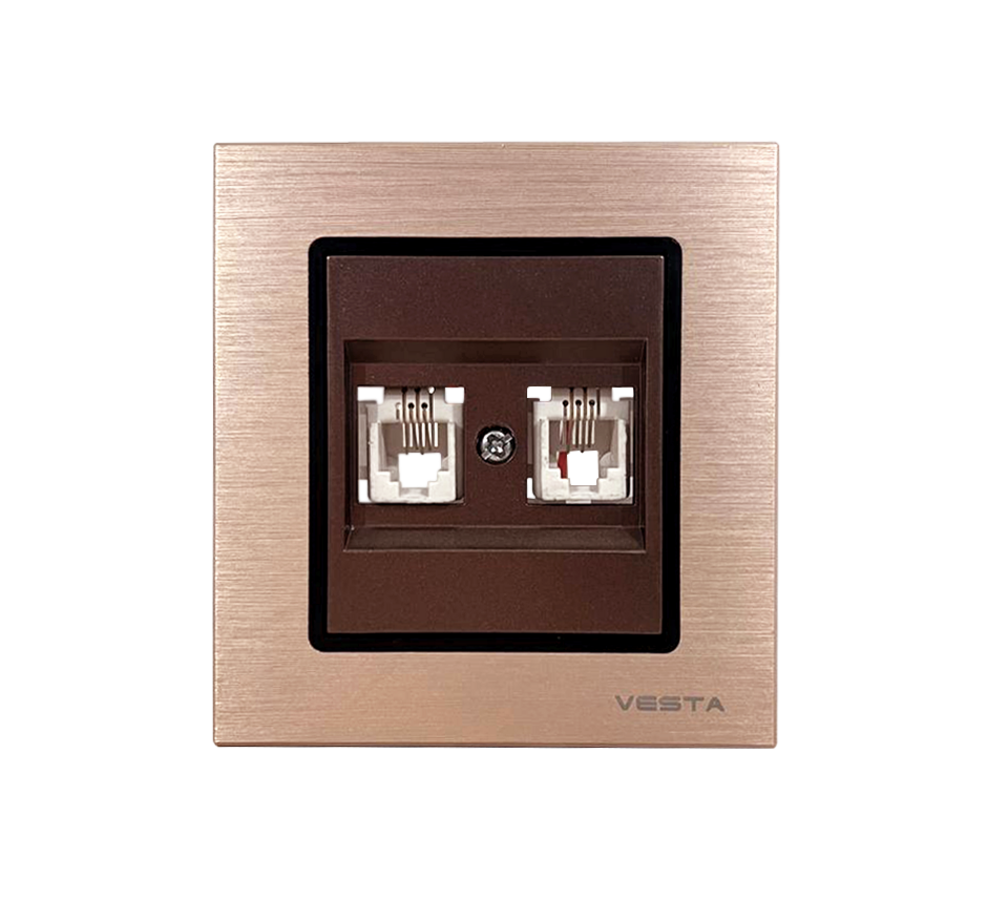 Изображение товара Встраиваемая телефонная розетка VESTA-ELECTRIC Exclusive Champagne Metallic FRZ00041014BSH
