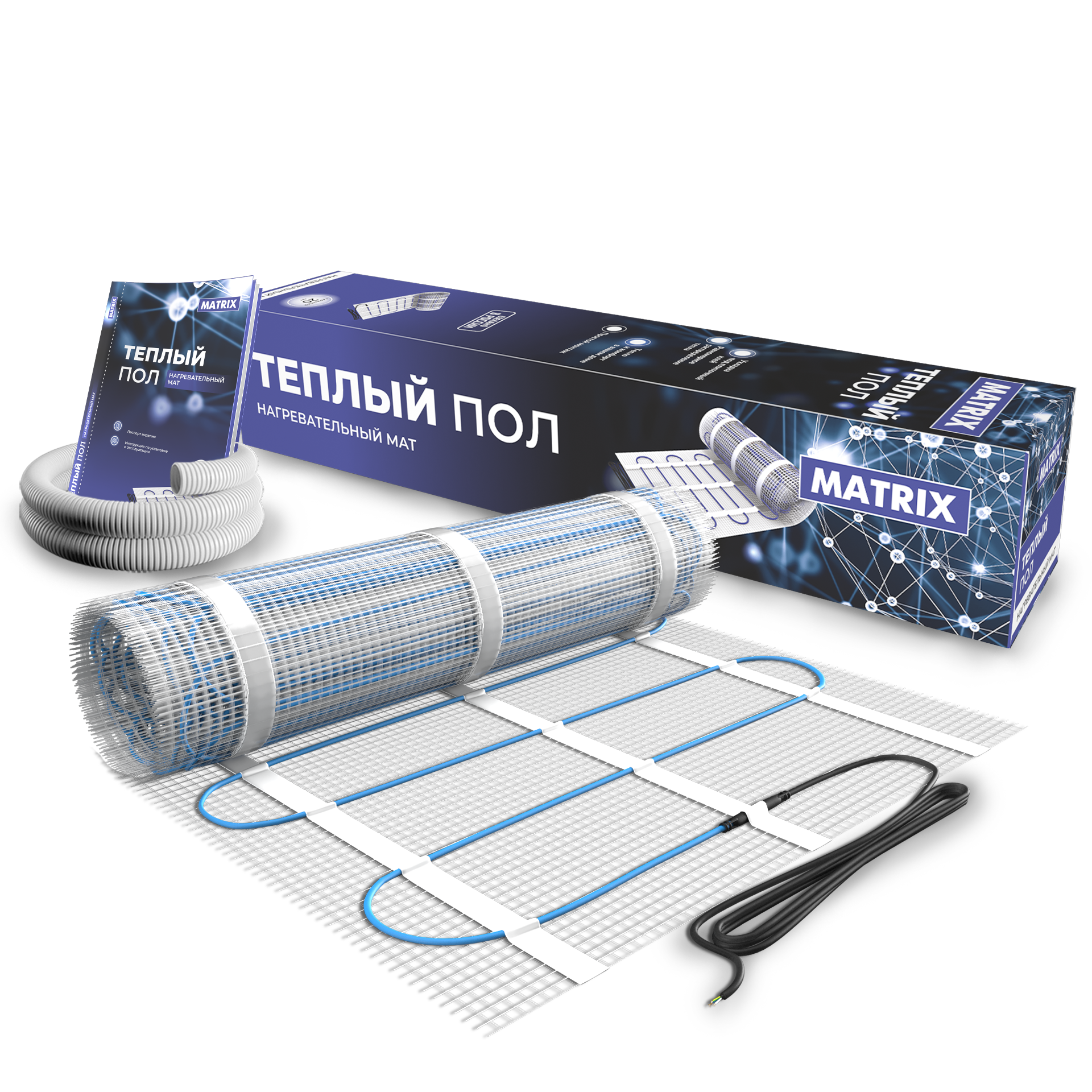 Изображение товара Нагревательный мат GRANDESK Matrix для теплого пола 1 м² 150 Вт надежный монтаж и равномерный обогр