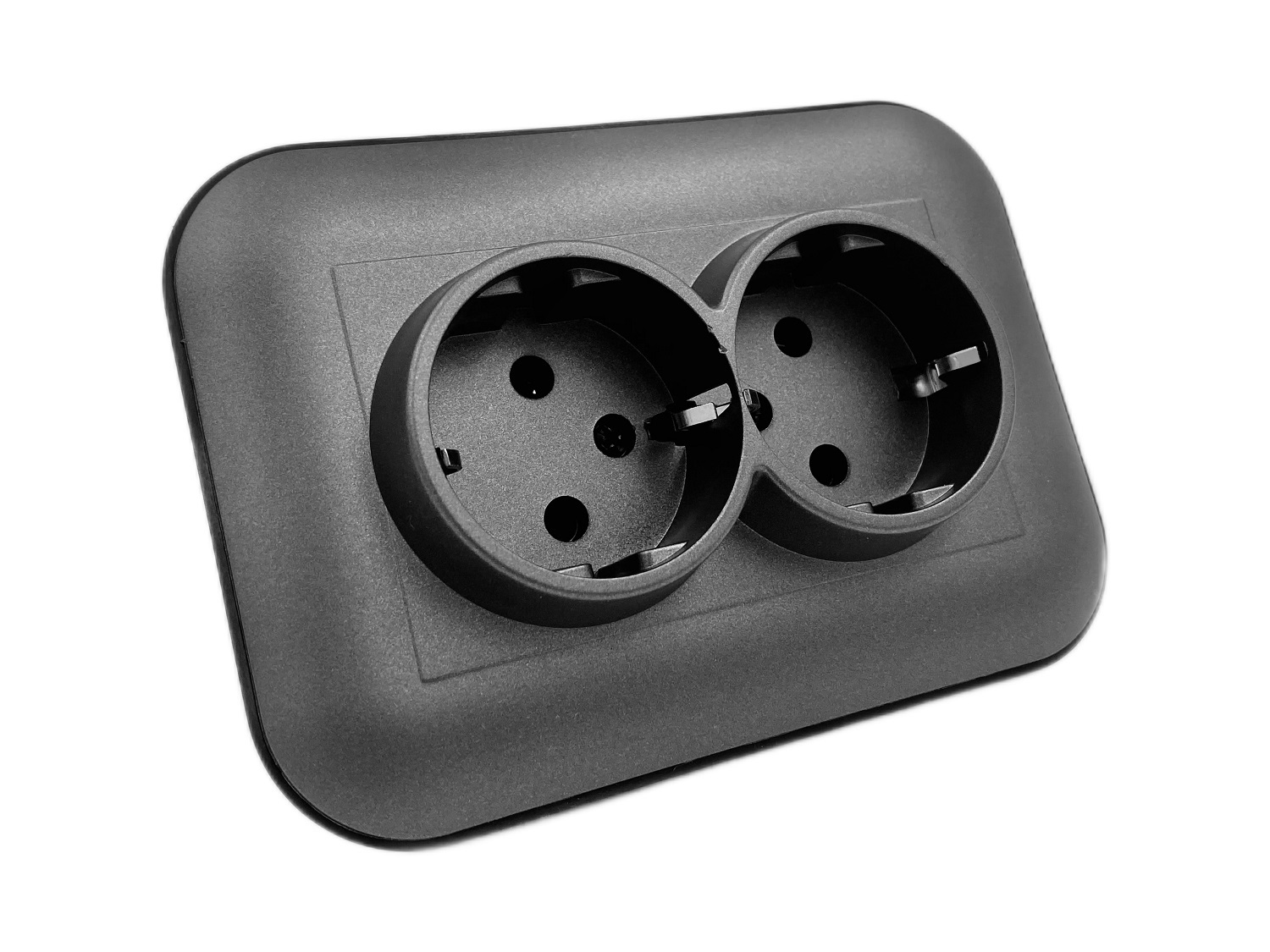 Изображение товара Розетка двойная встраиваемая Ovivo Loft 404-110308-907 с заземлением цвет дымчатый